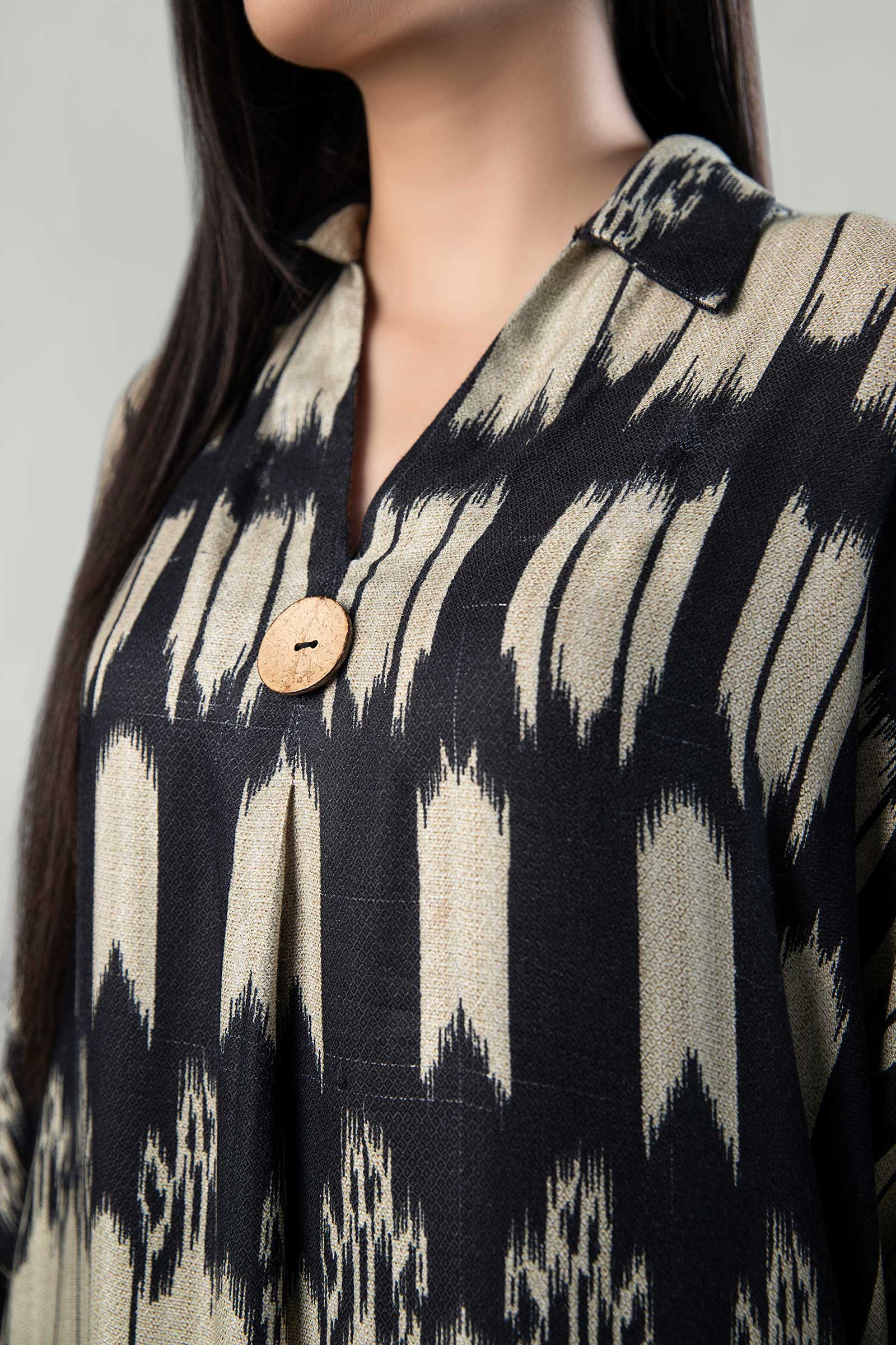 Printed Textured Linen Tunic - Image 5