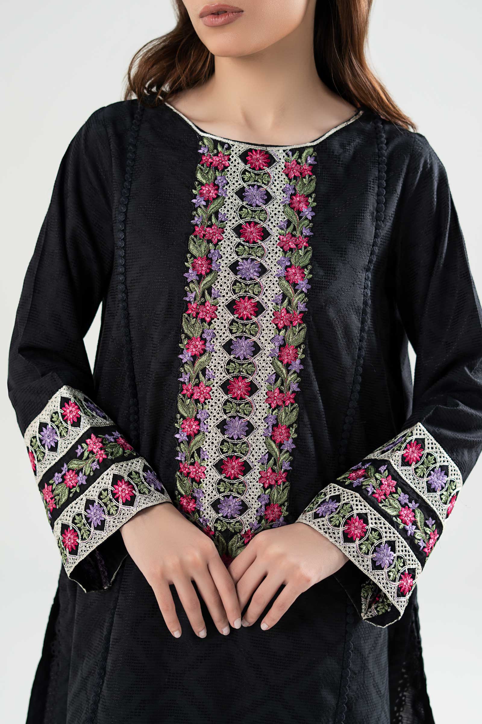 2 Pc Embroidered Textured Suit - Image 5
