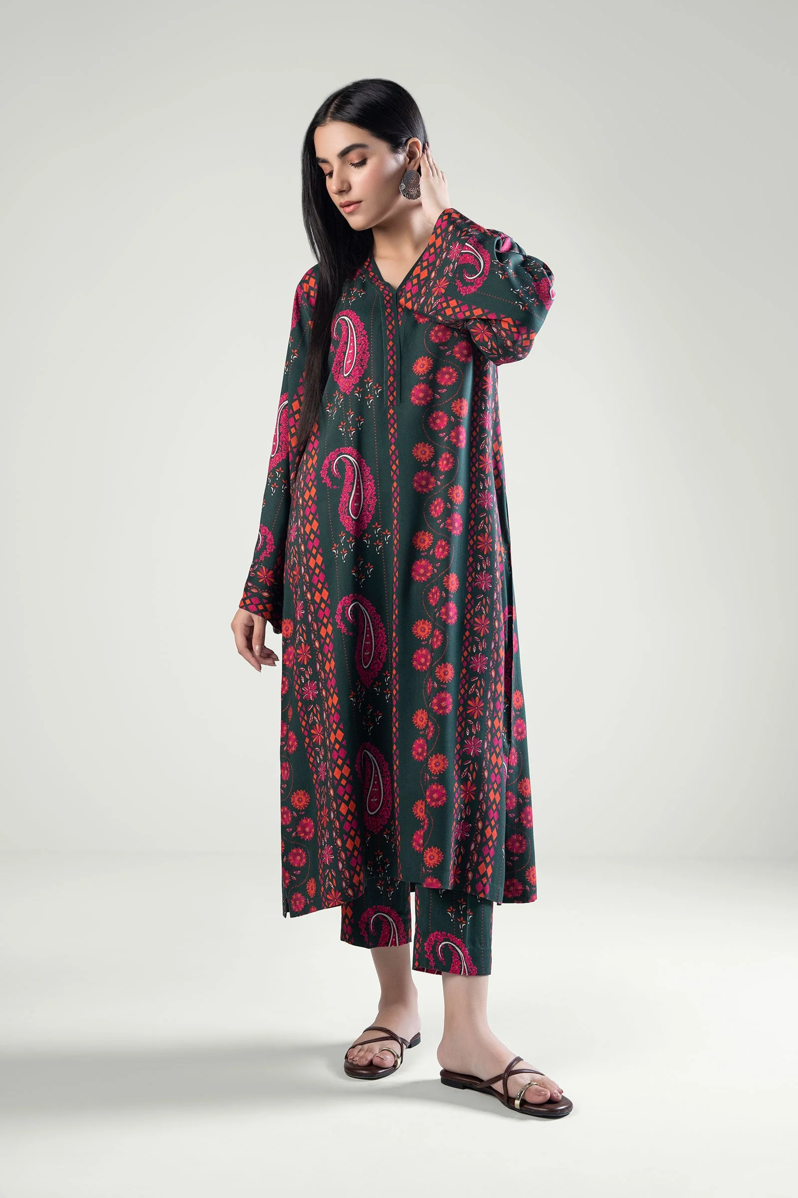 2 Pc Printed Linen Suit