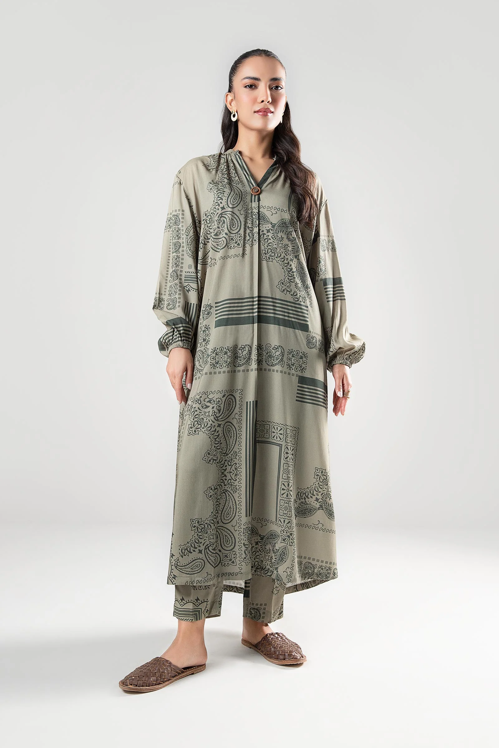 2 Pc Printed Twill Suit