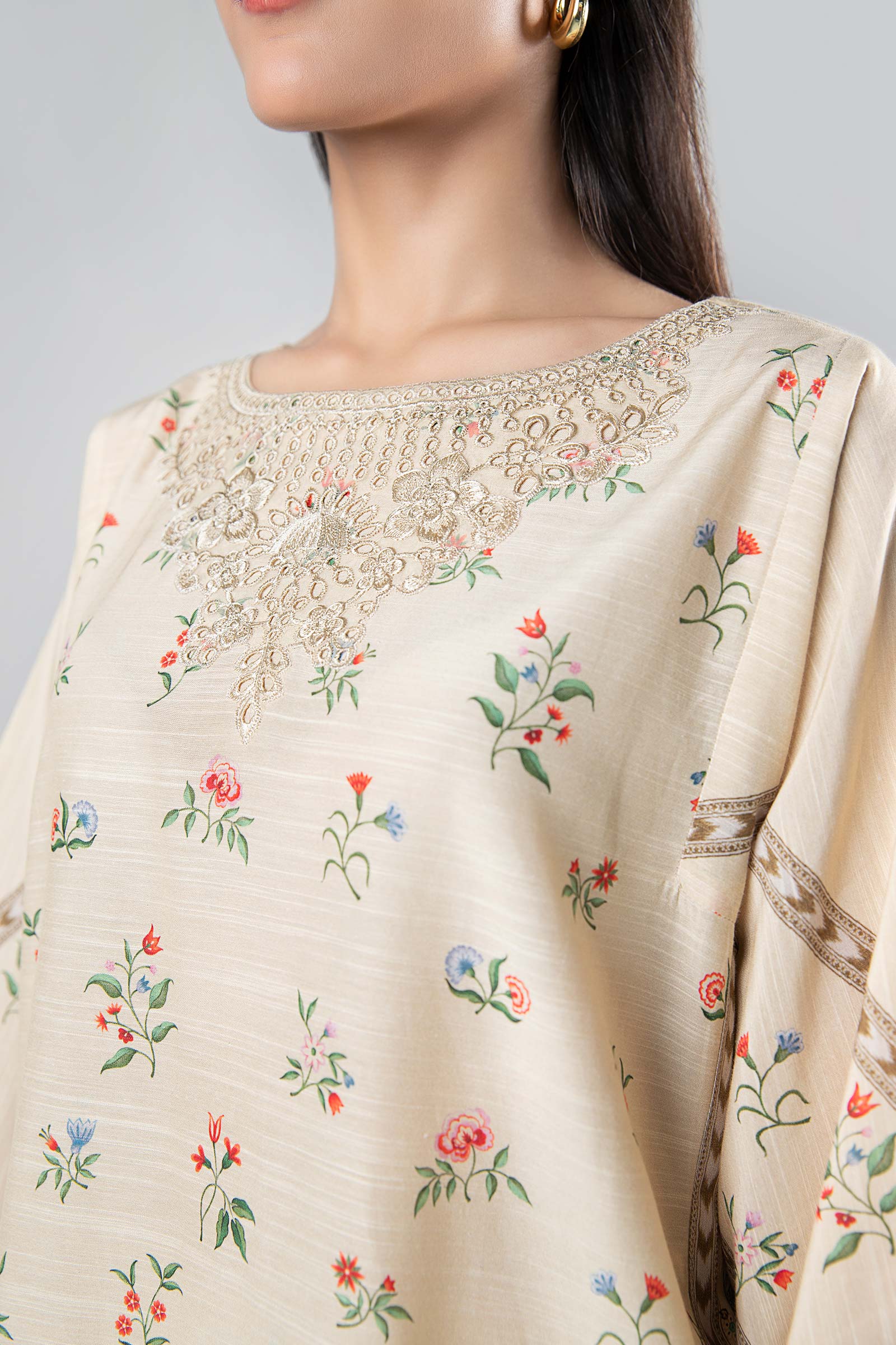 3 Pc Printed Slub Suit - Image 4