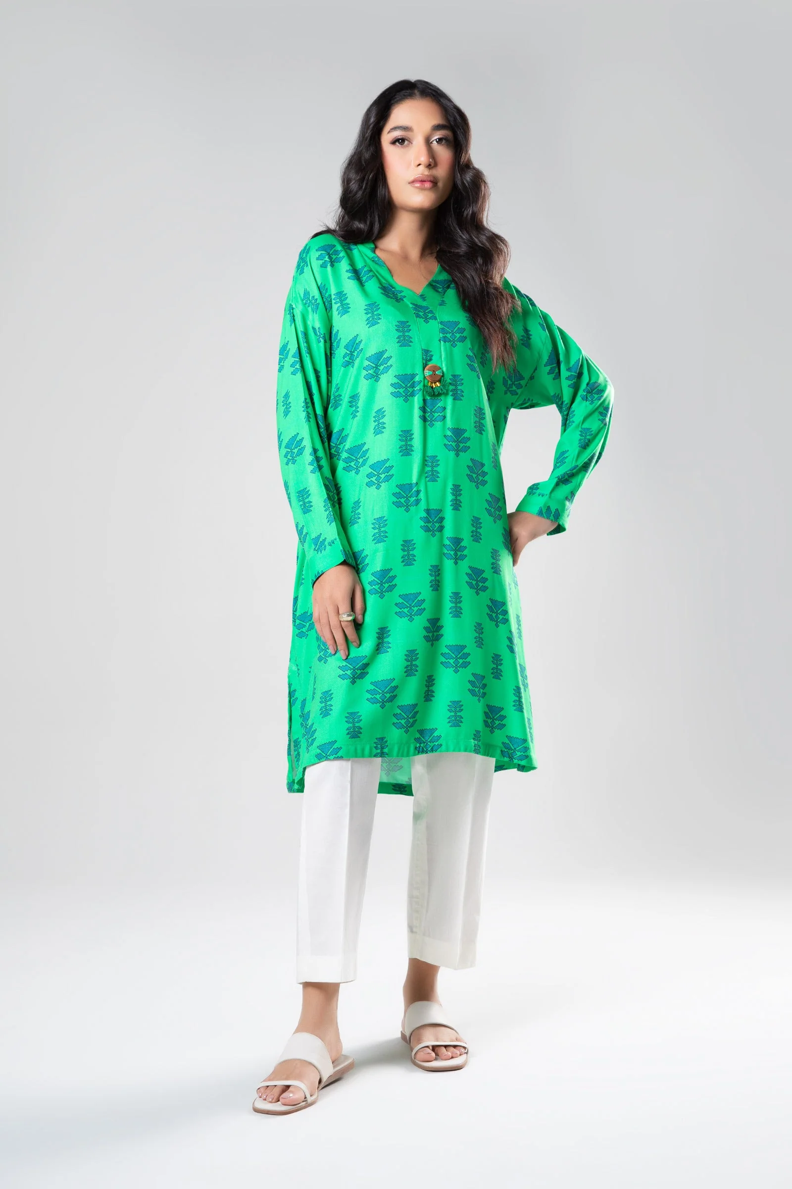Printed Herringbone Shirt - Image 2
