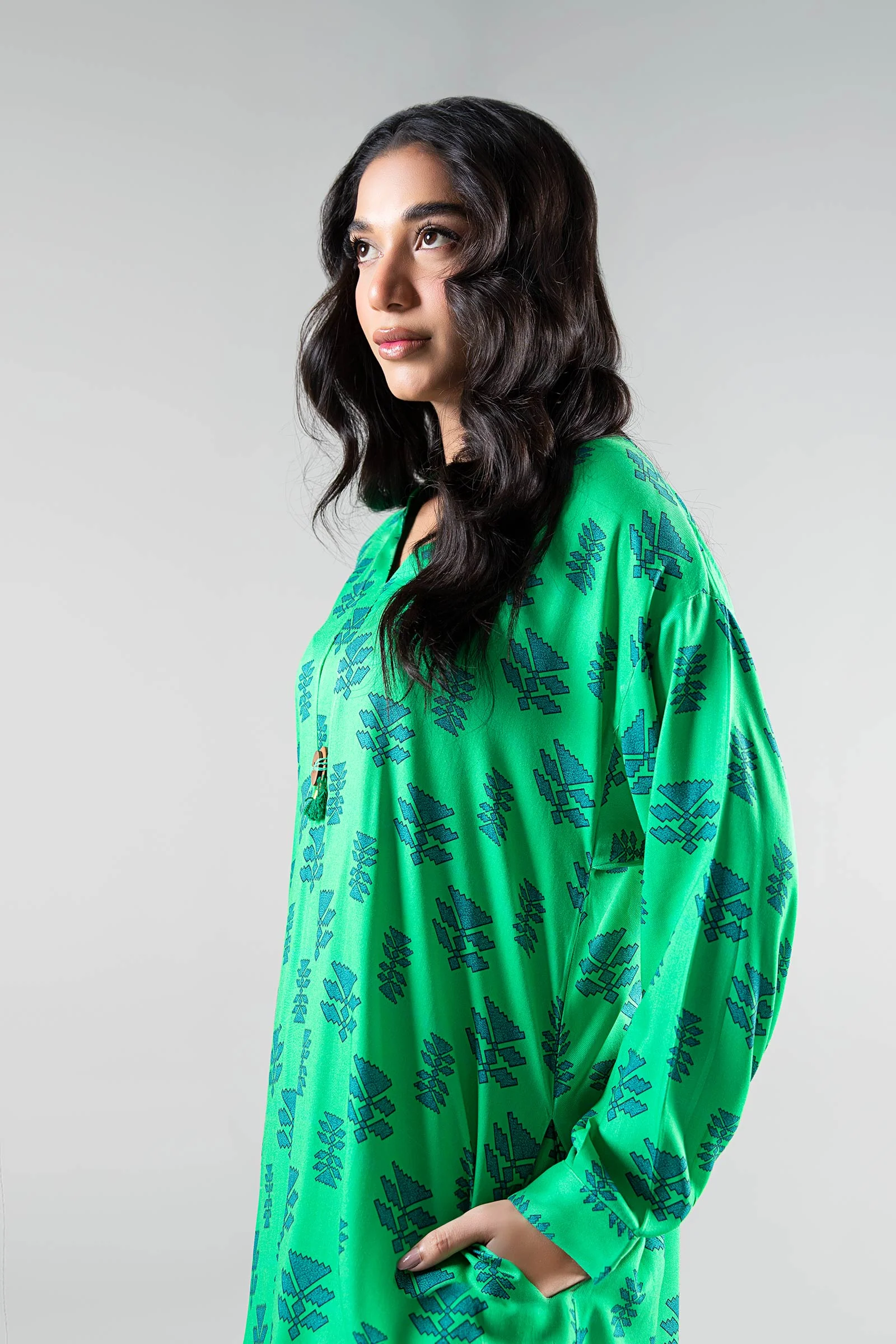 Printed Herringbone Shirt - Image 3