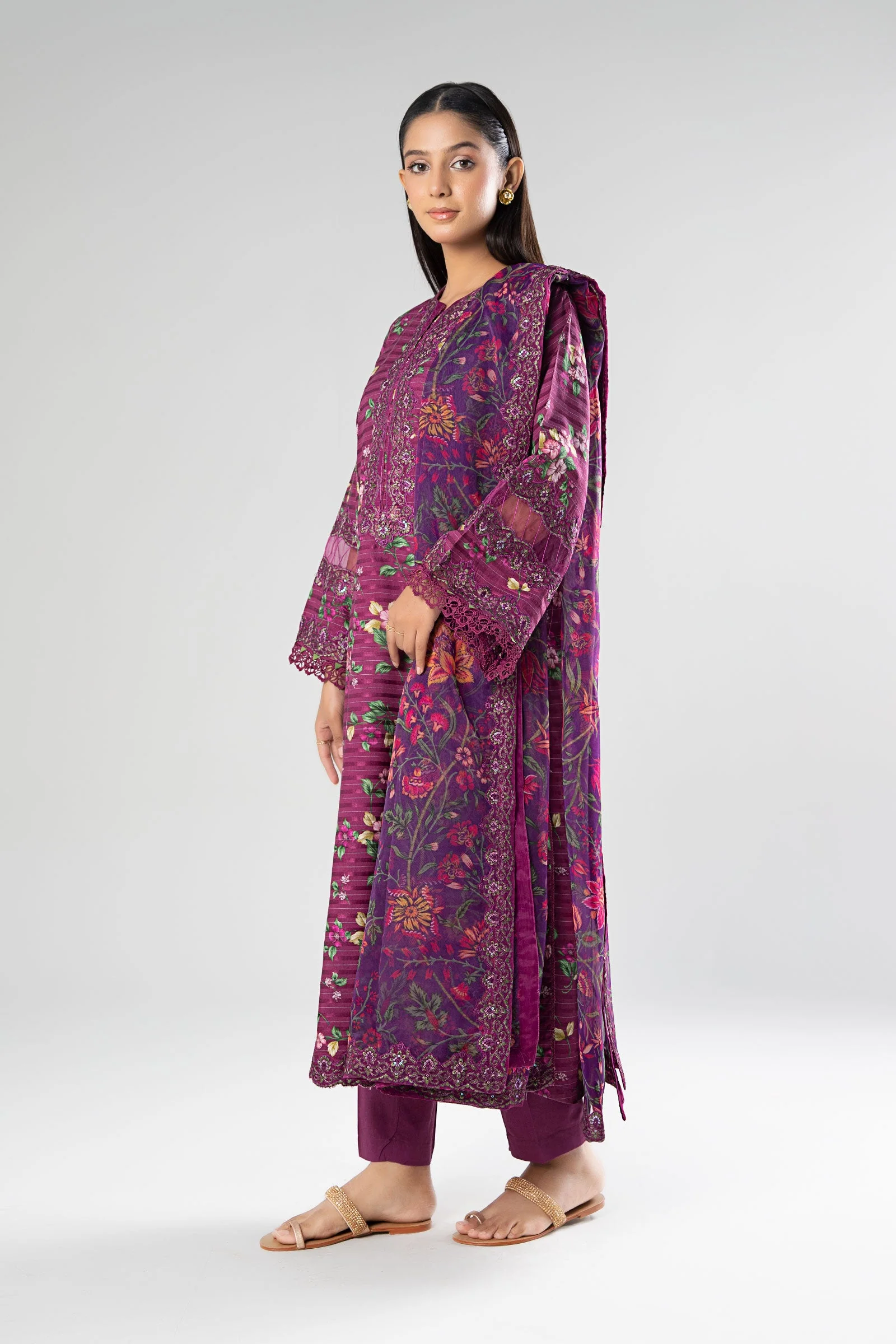 3 Pc Printed Textured Suit - Image 6