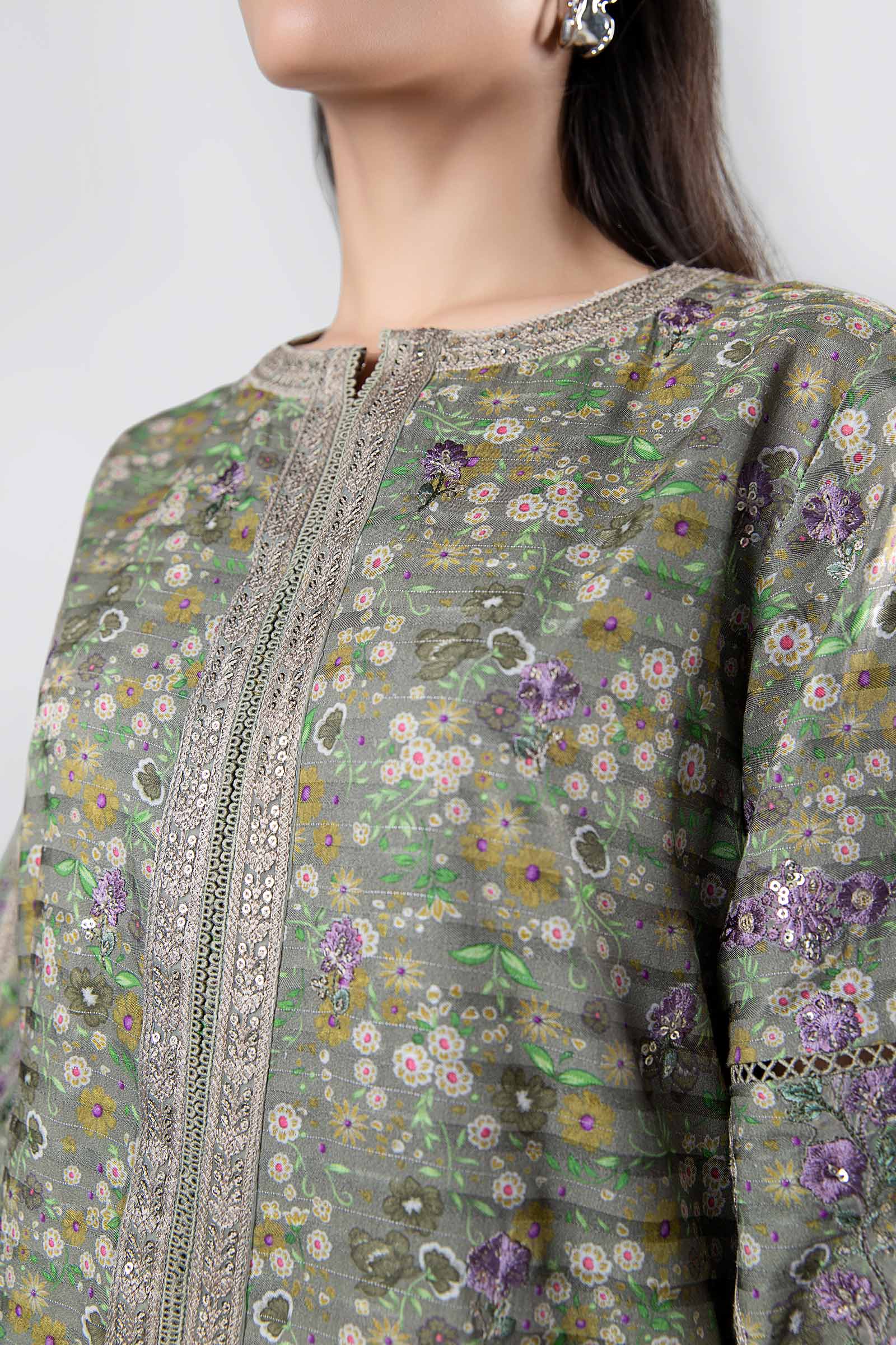 3 Pc Printed Textured Suit - Image 3