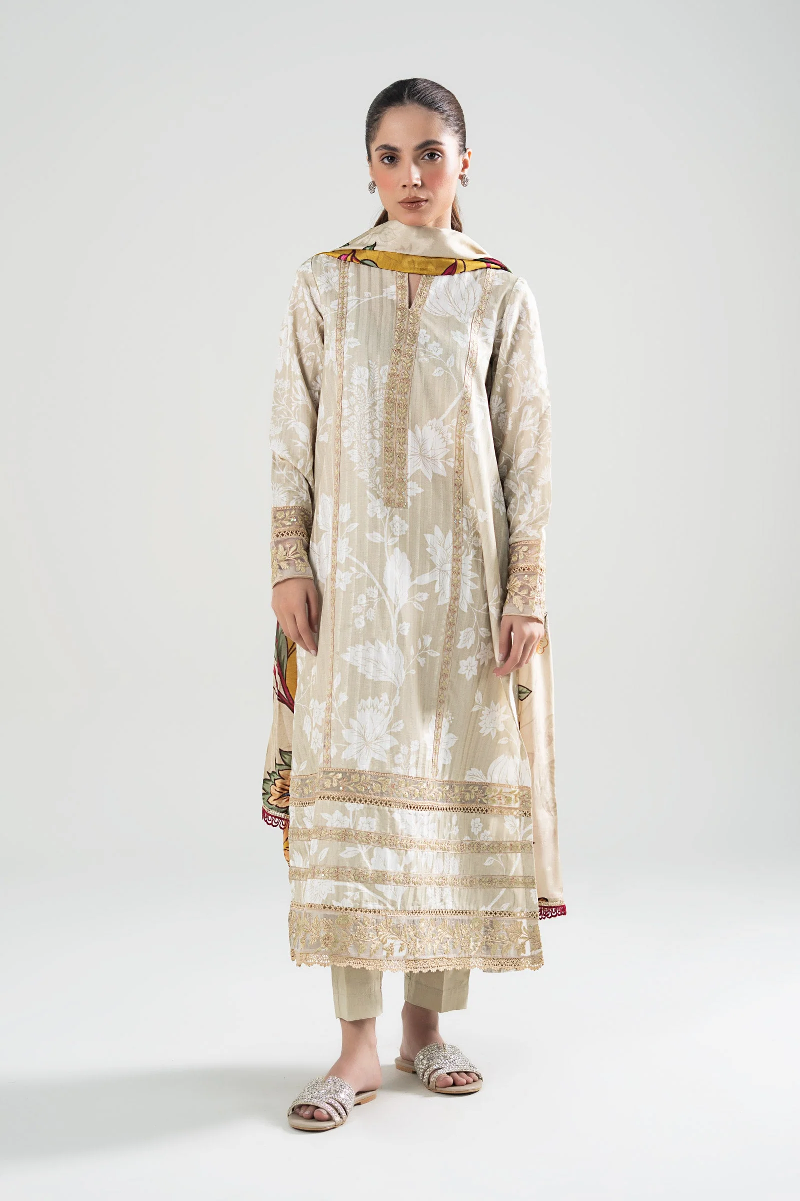 3 Pc Printed Textured Suit