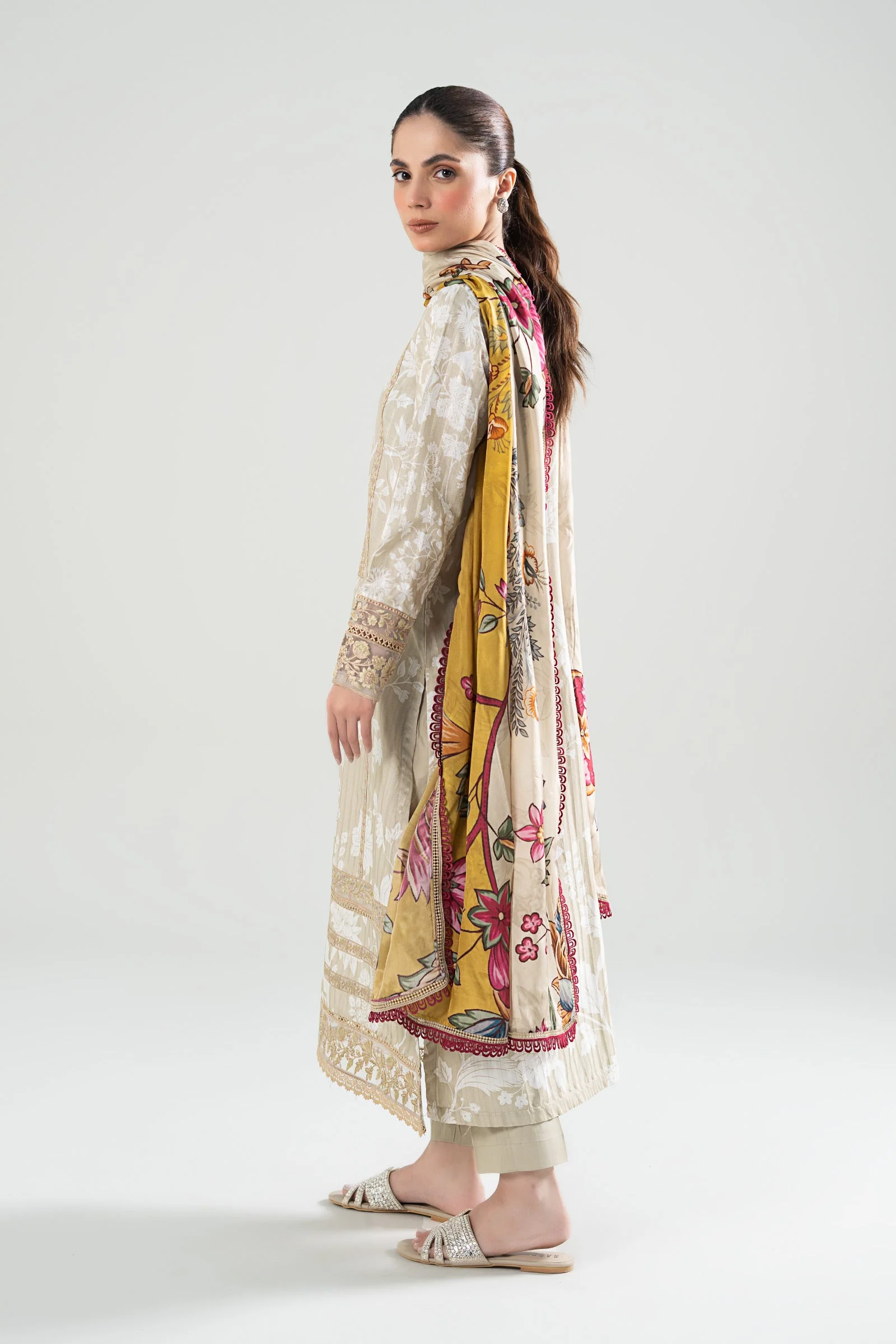 3 Pc Printed Textured Suit - Image 4