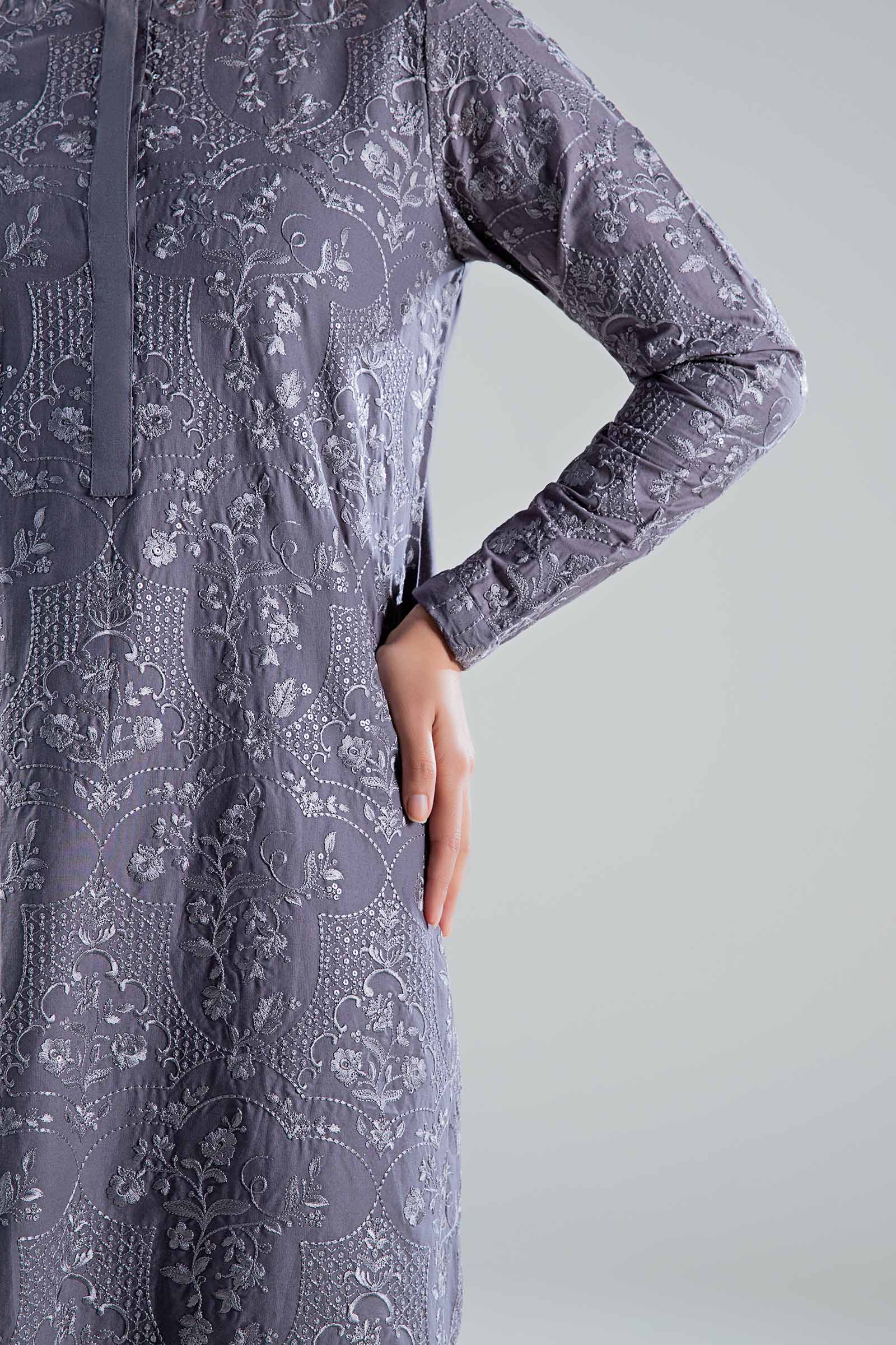 2 Pc Embroidered Cambric Suit - Image 4