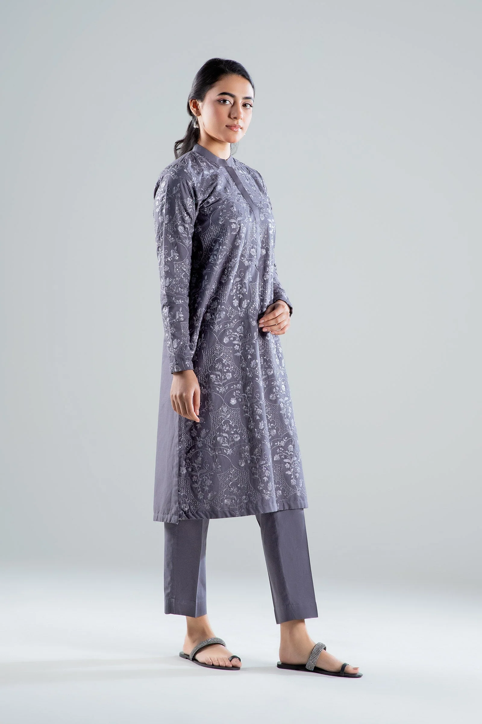 2 Pc Embroidered Cambric Suit - Image 5