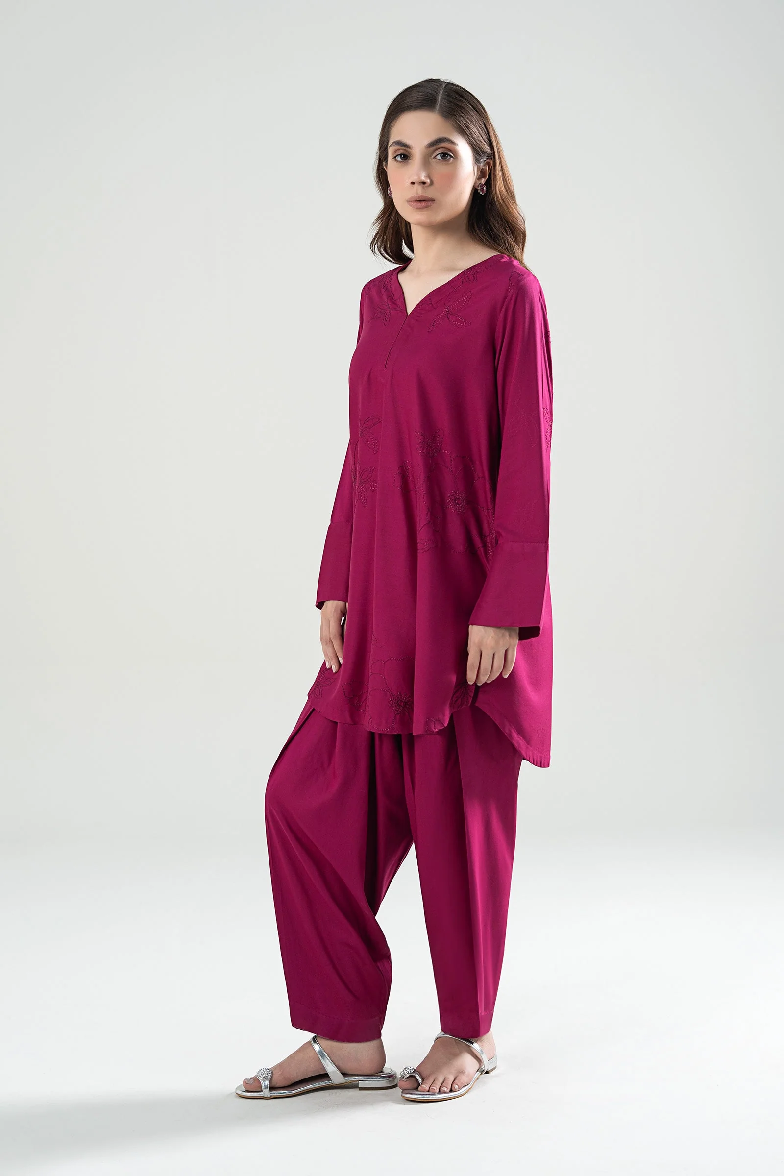 2 Pc Embroidered Linen Suit - Image 5