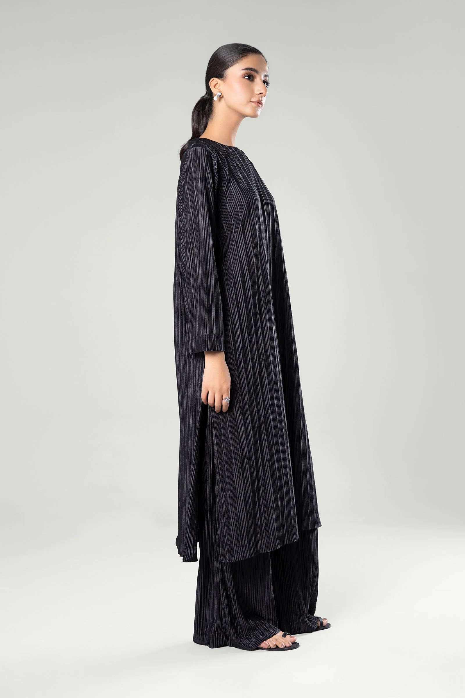 2 Pc Solid Satin Silk Suit - Image 4