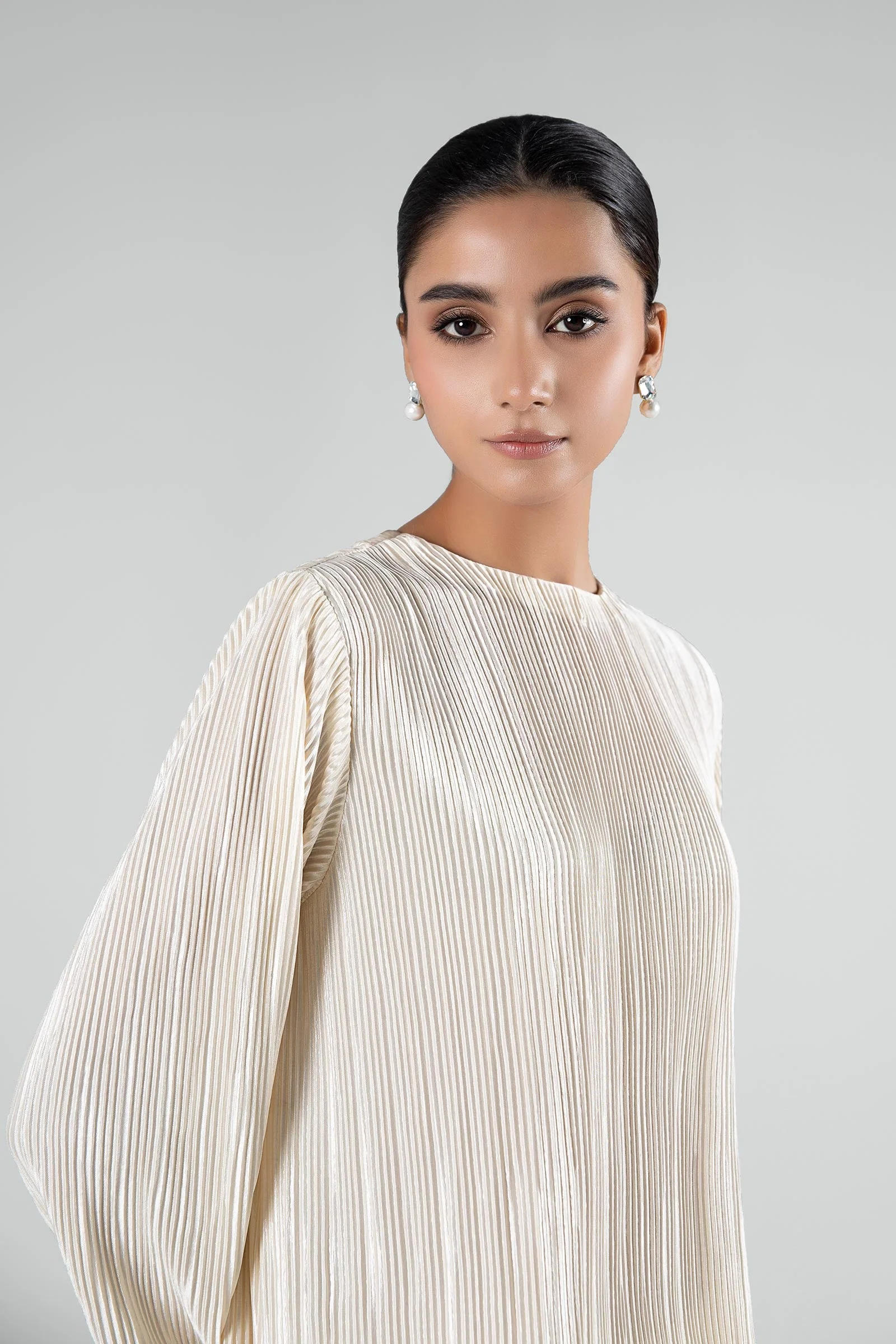 2 Pc Solid Satin Silk Suit - Image 3