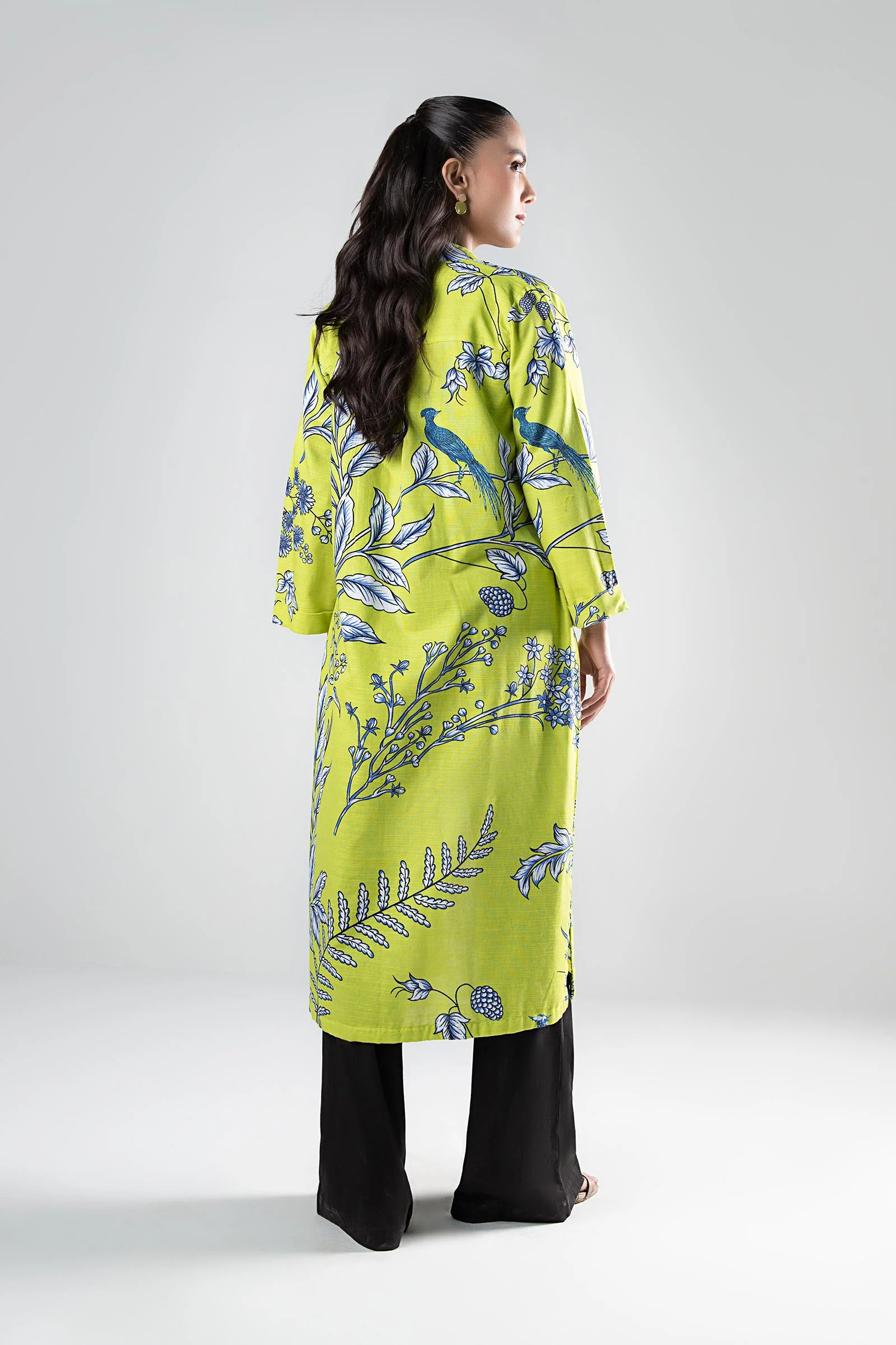 Printed Khaddar Kimono Jacket - Image 5