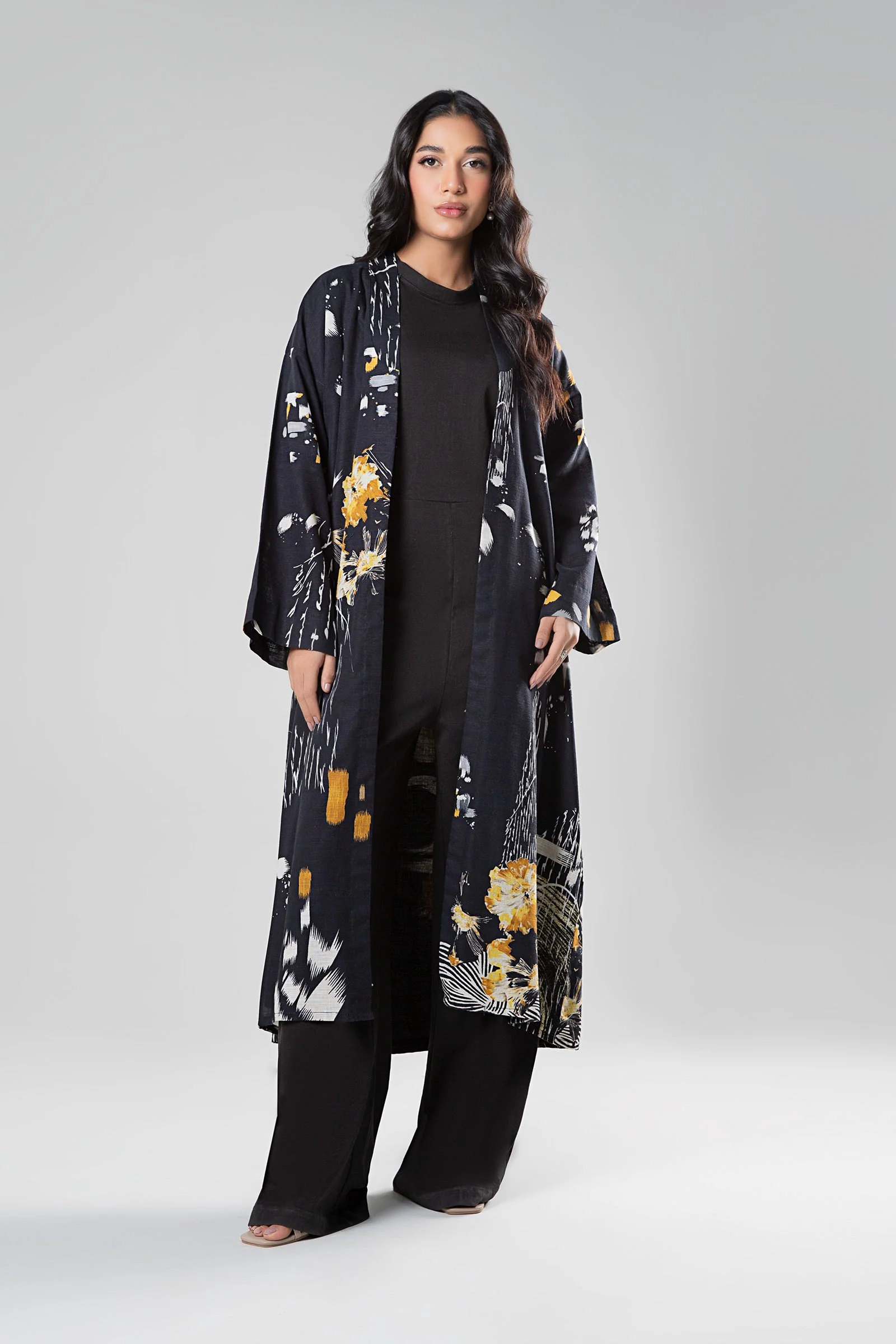 Printed Khaddar Kimono Jacket