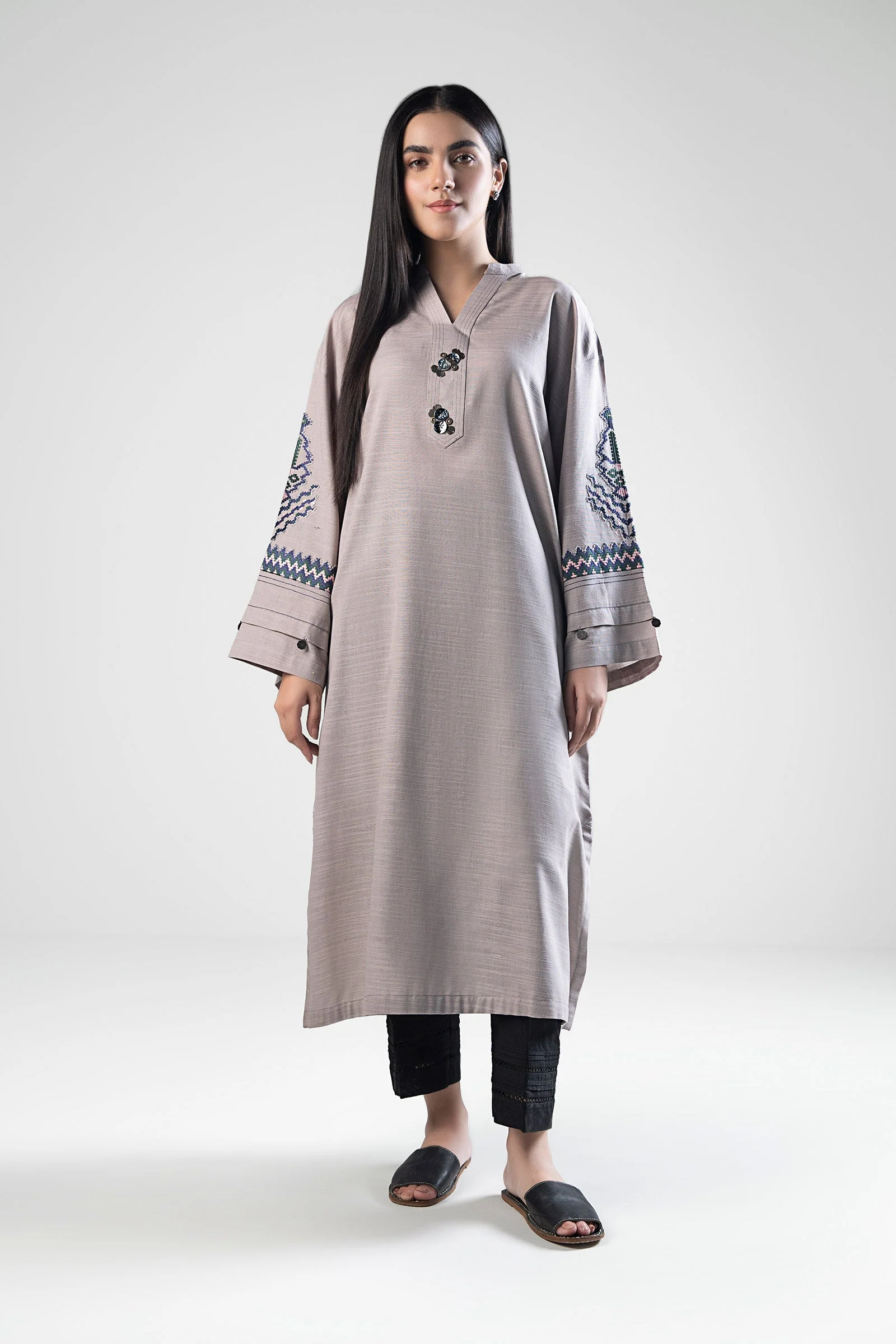 Embroidered Khaddar Shirt - Image 2