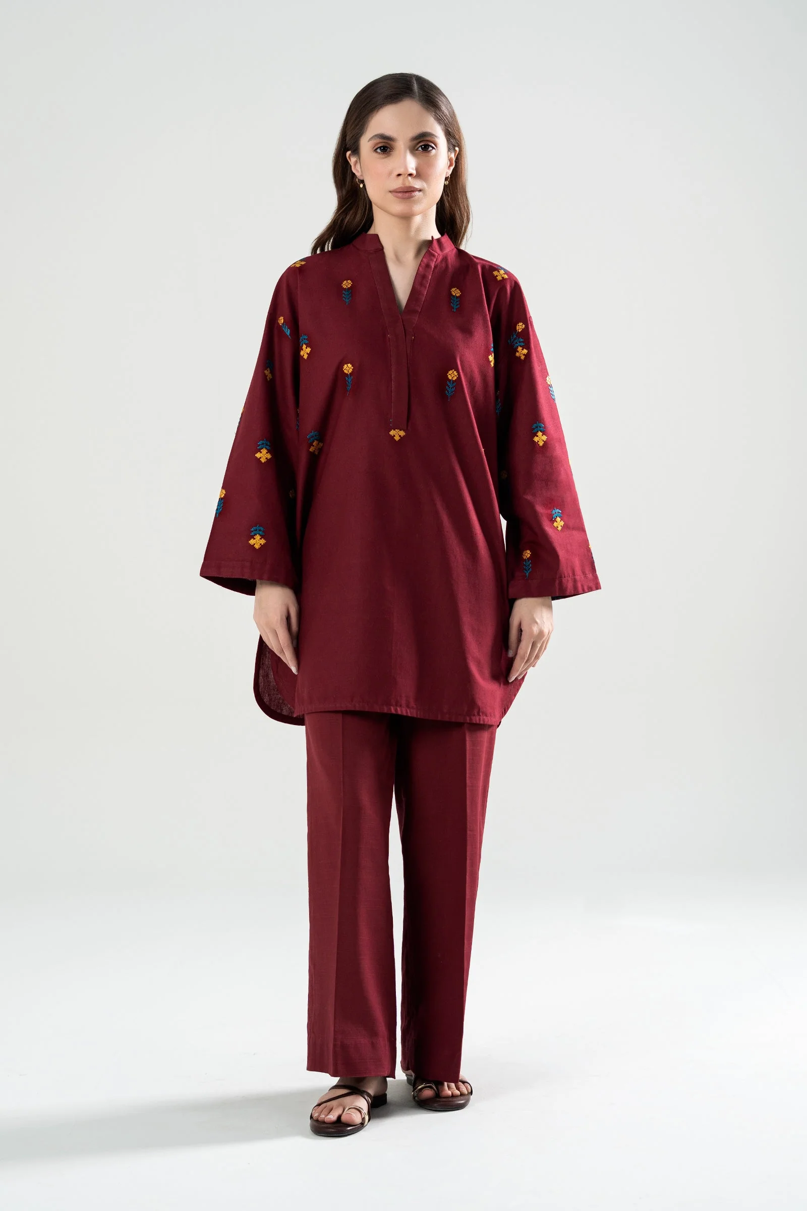 Embroidered Khaddar Shirt