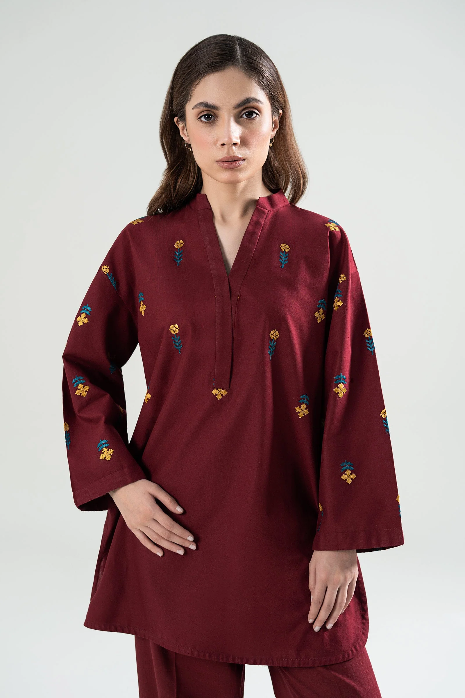 Embroidered Khaddar Shirt - Image 2