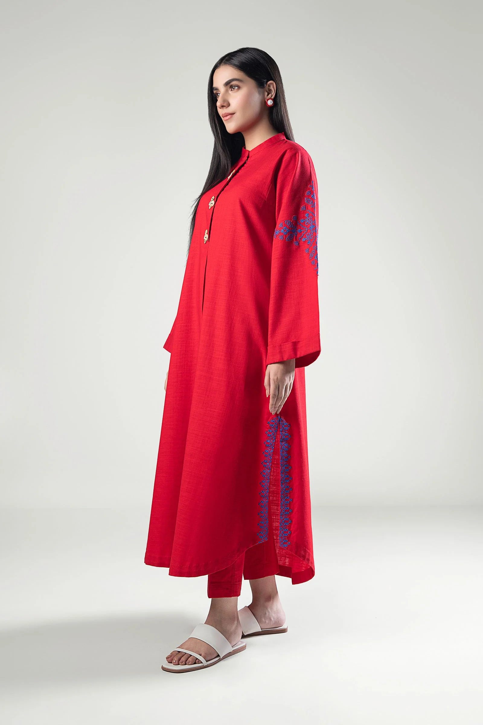 2 Pc Embroidered Crosshatch Slub Suit - Image 3