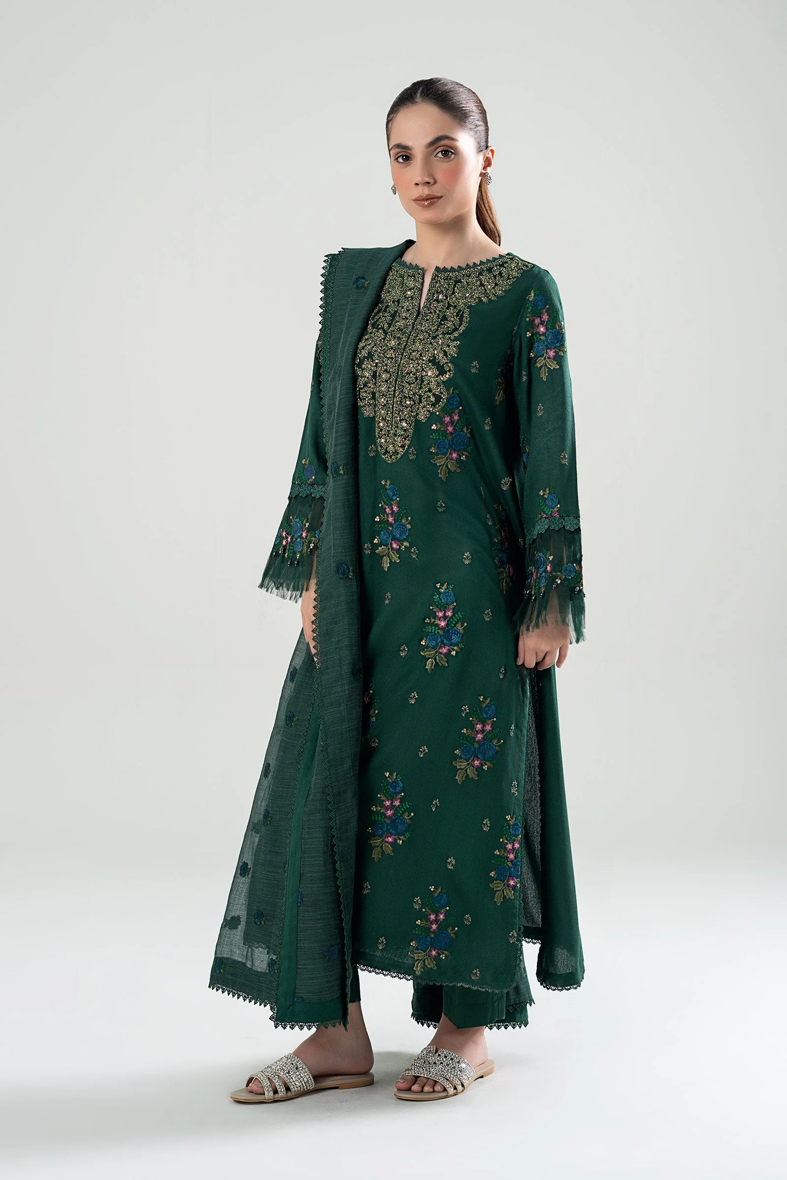 3 Pc Embroidered Karandi Suit - Image 5