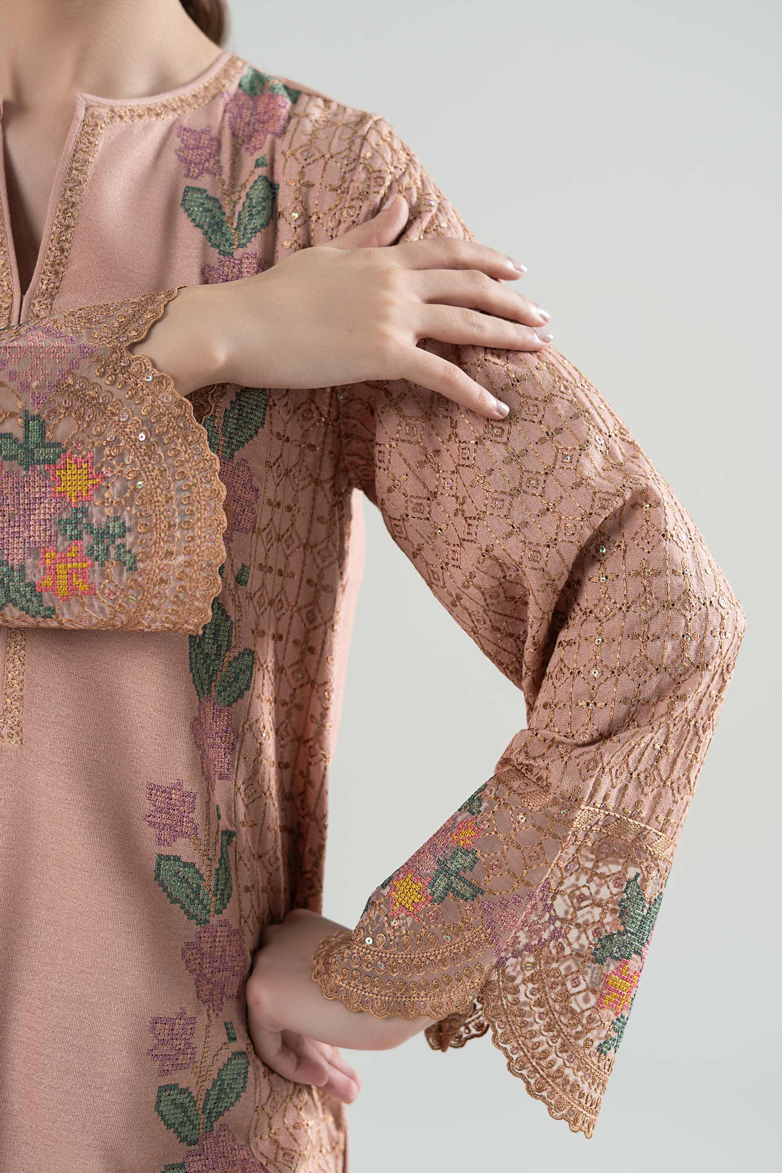 3 Pc Embroidered Karandi Suit - Image 5