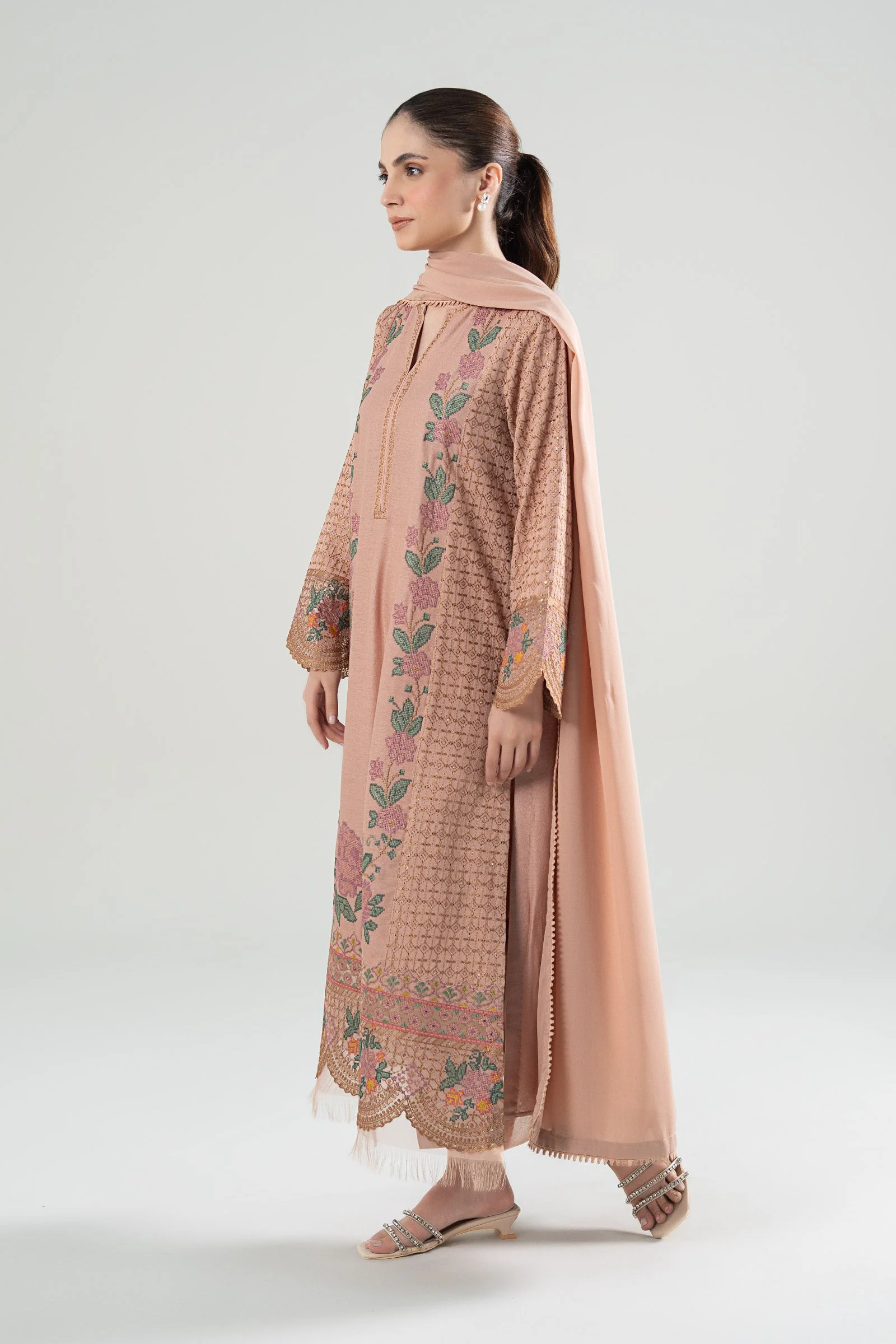 3 Pc Embroidered Karandi Suit - Image 6