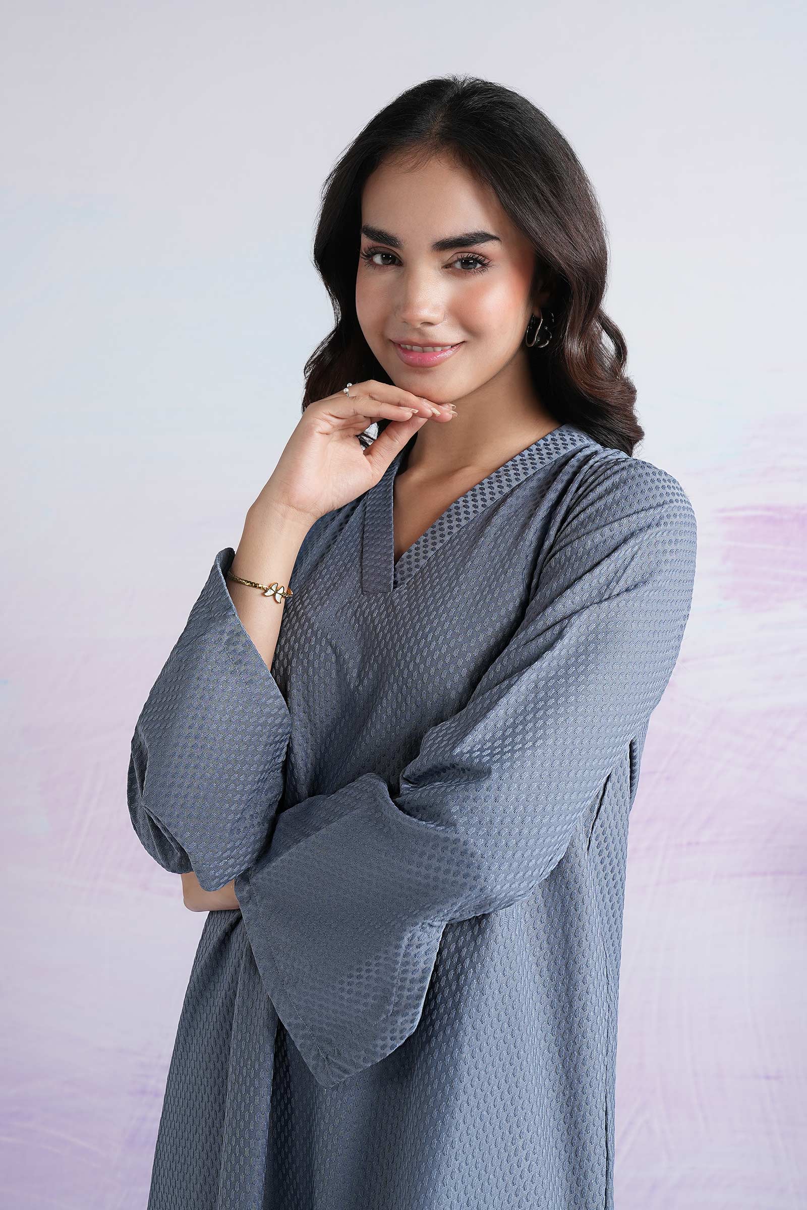 2 Pc Dyed Textured Knit Suit - Image 2