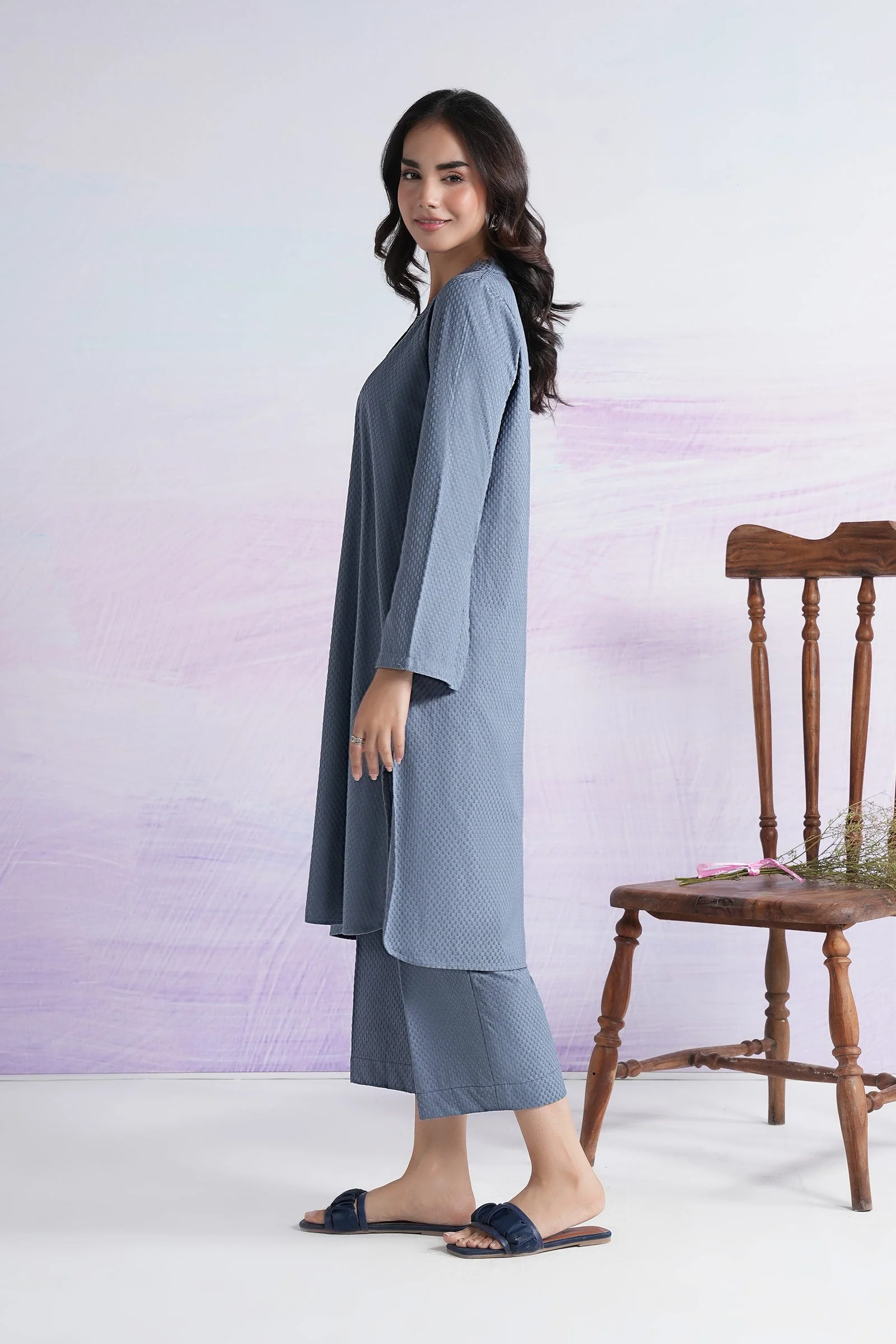 2 Pc Dyed Textured Knit Suit - Image 4