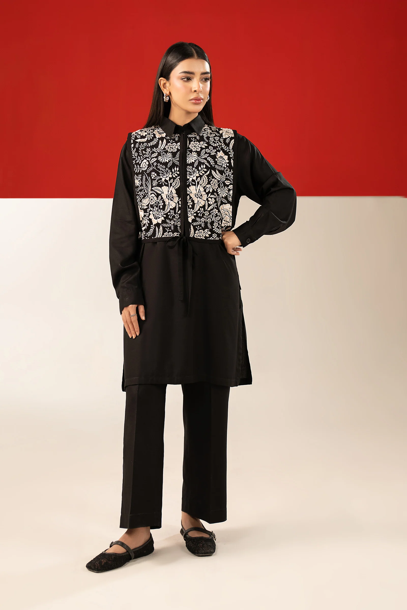 2 Pc Embroidered Linen Suit - Image 10