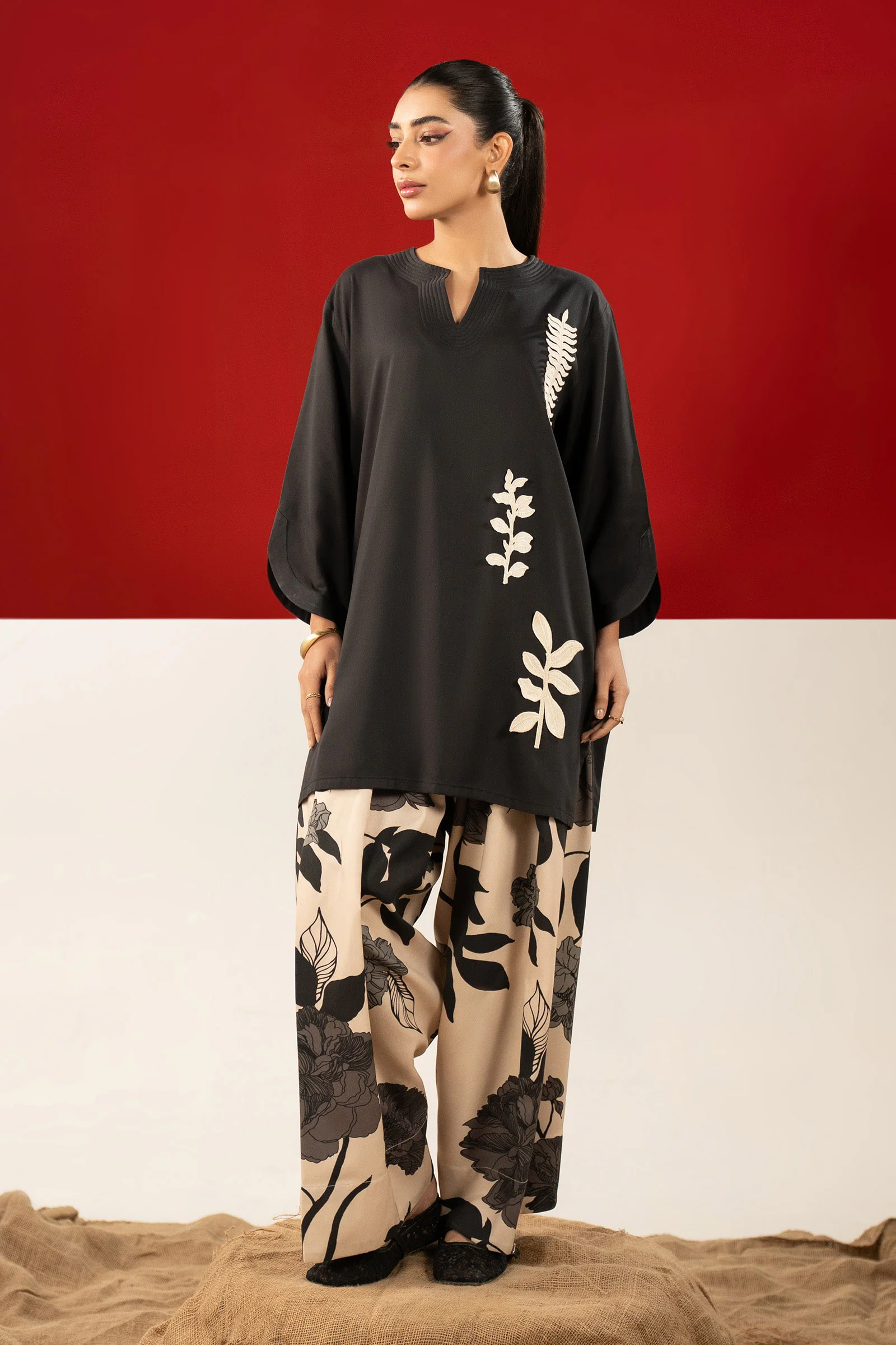 2 Pc Embroidered Twill Suit