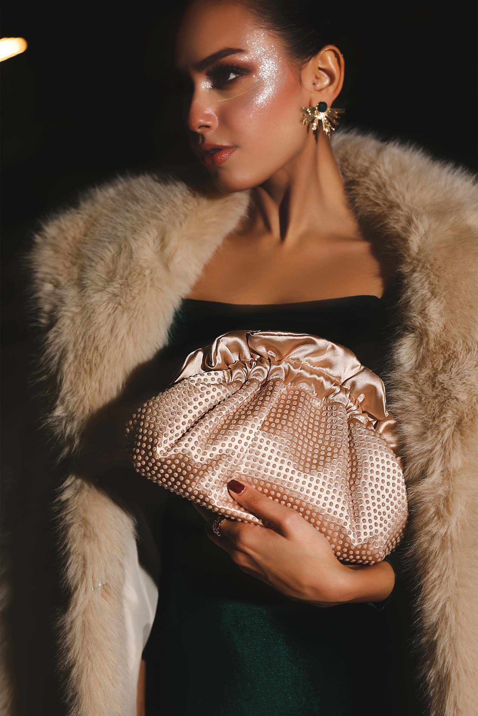 Ruched Pearl Clutch - Image 2