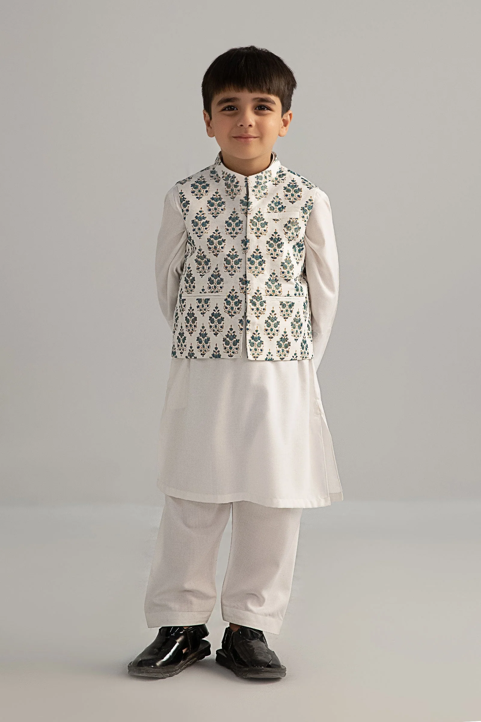3 Piece Printed Blended Suit