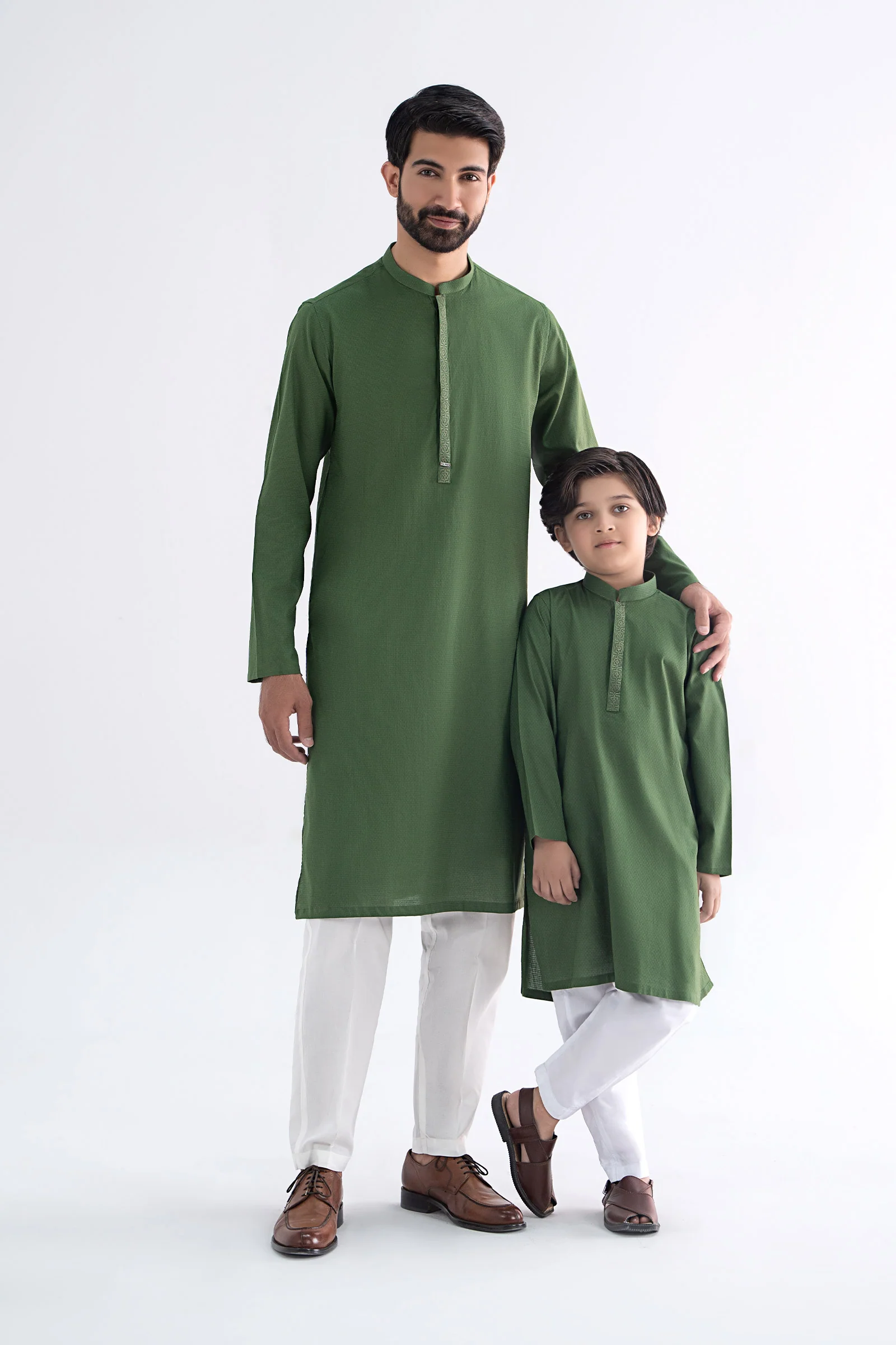 Embroidered Jacquard Kurta - Image 2