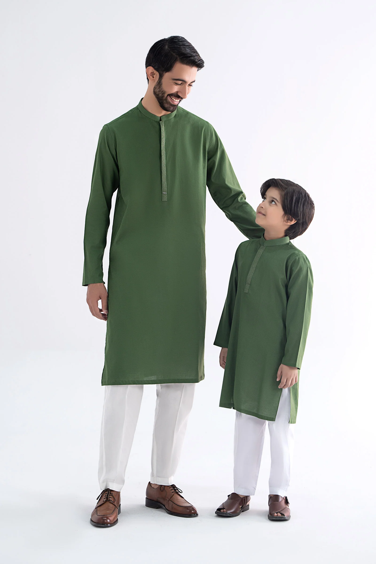 Embroidered Jacquard Kurta - Image 3