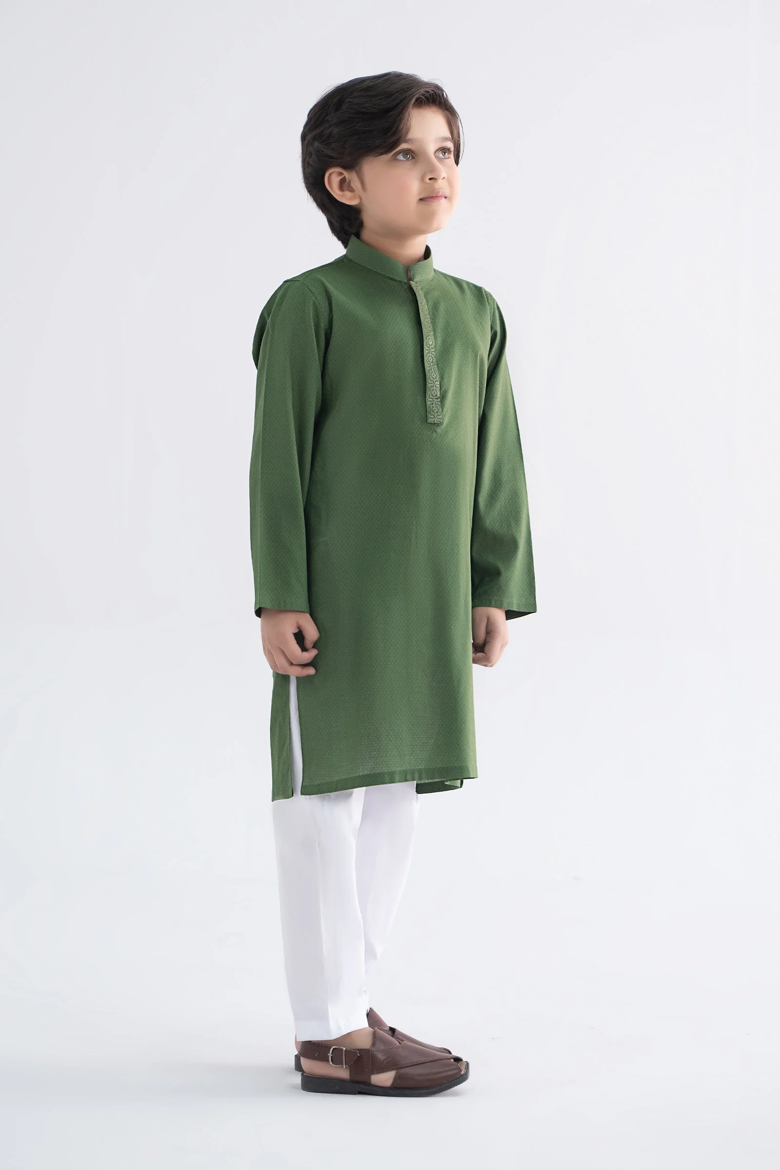 Embroidered Jacquard Kurta - Image 5