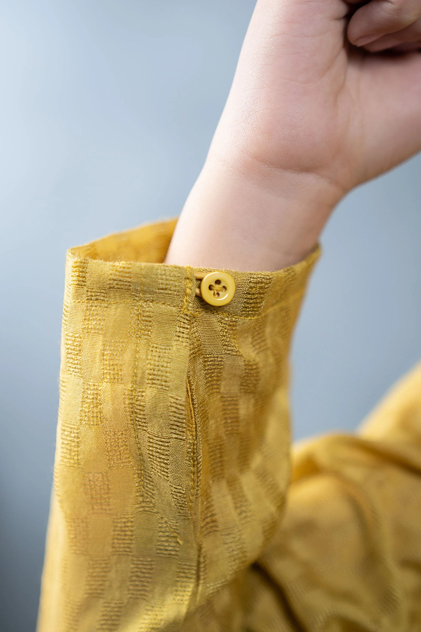 Hand-Embroidered Cotton Jacquard Kurta - Image 4