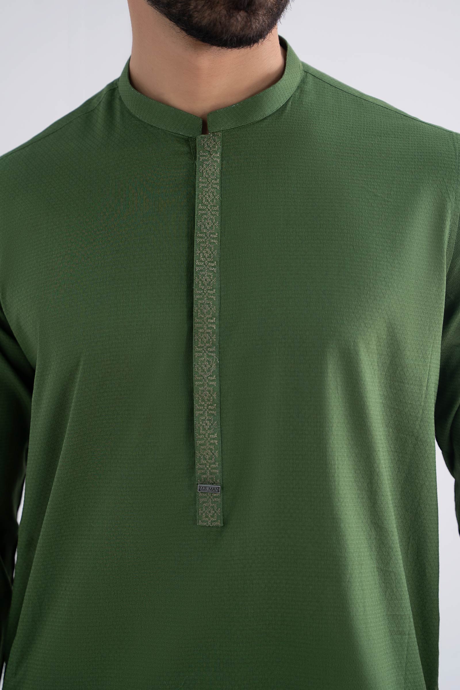 Embroidered Jacquard Kurta - Image 4