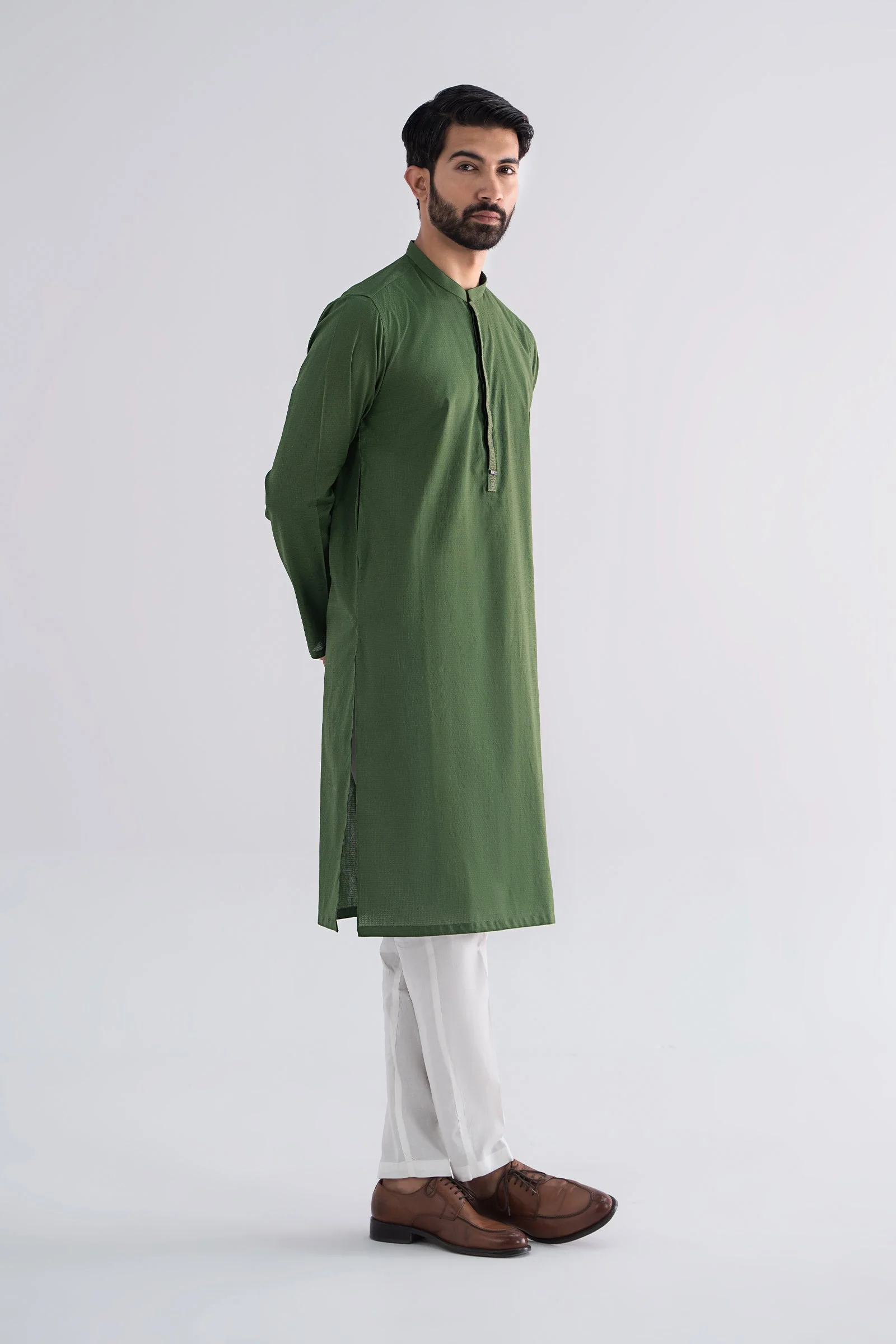 Embroidered Jacquard Kurta - Image 5