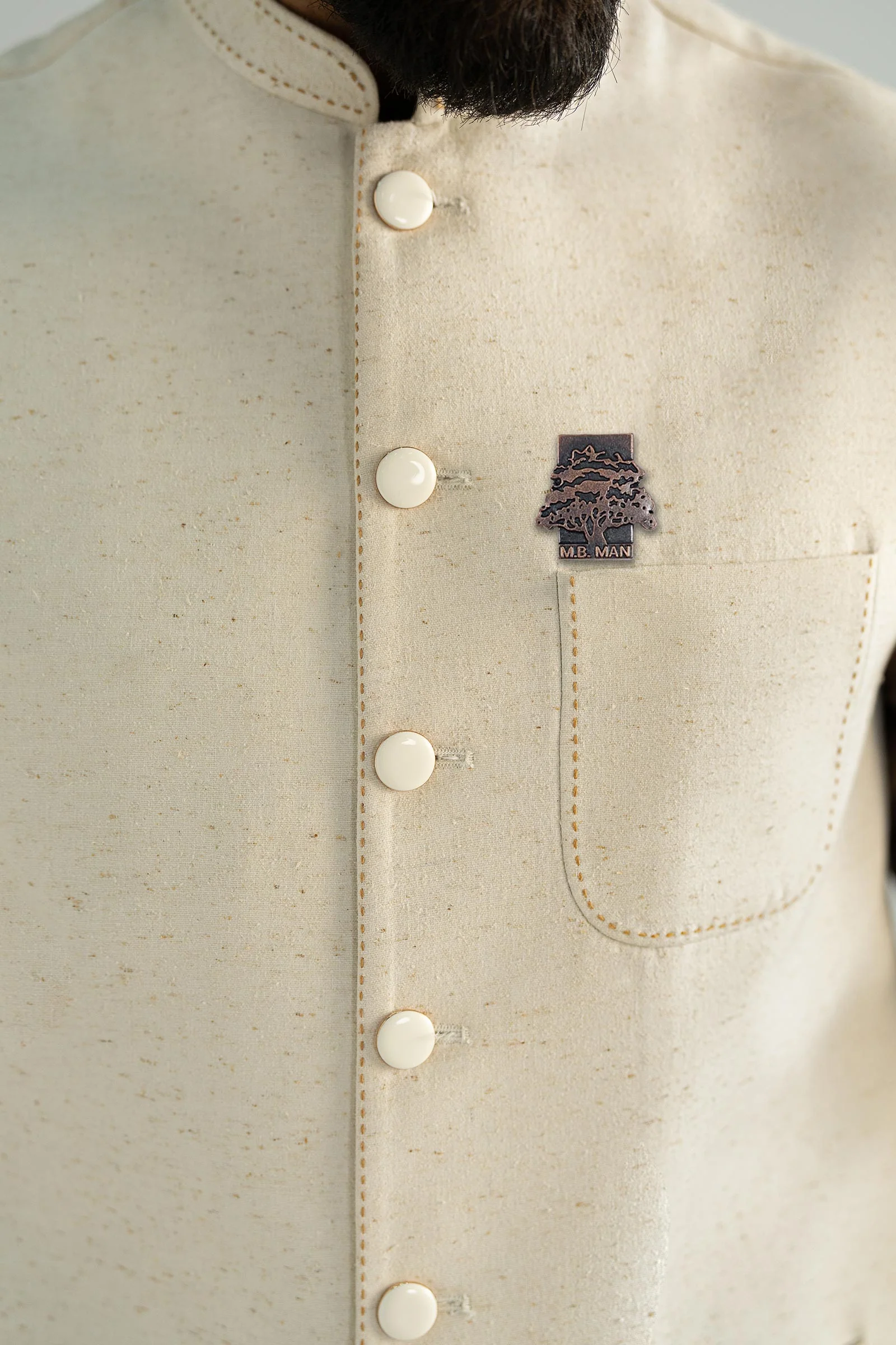 Natural Karandi Waistcoat - Image 4