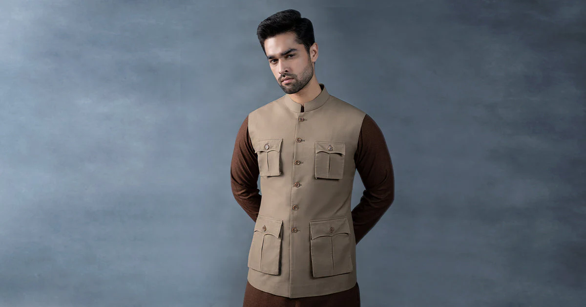 Tropical Khakki Waistcoat - Image 6