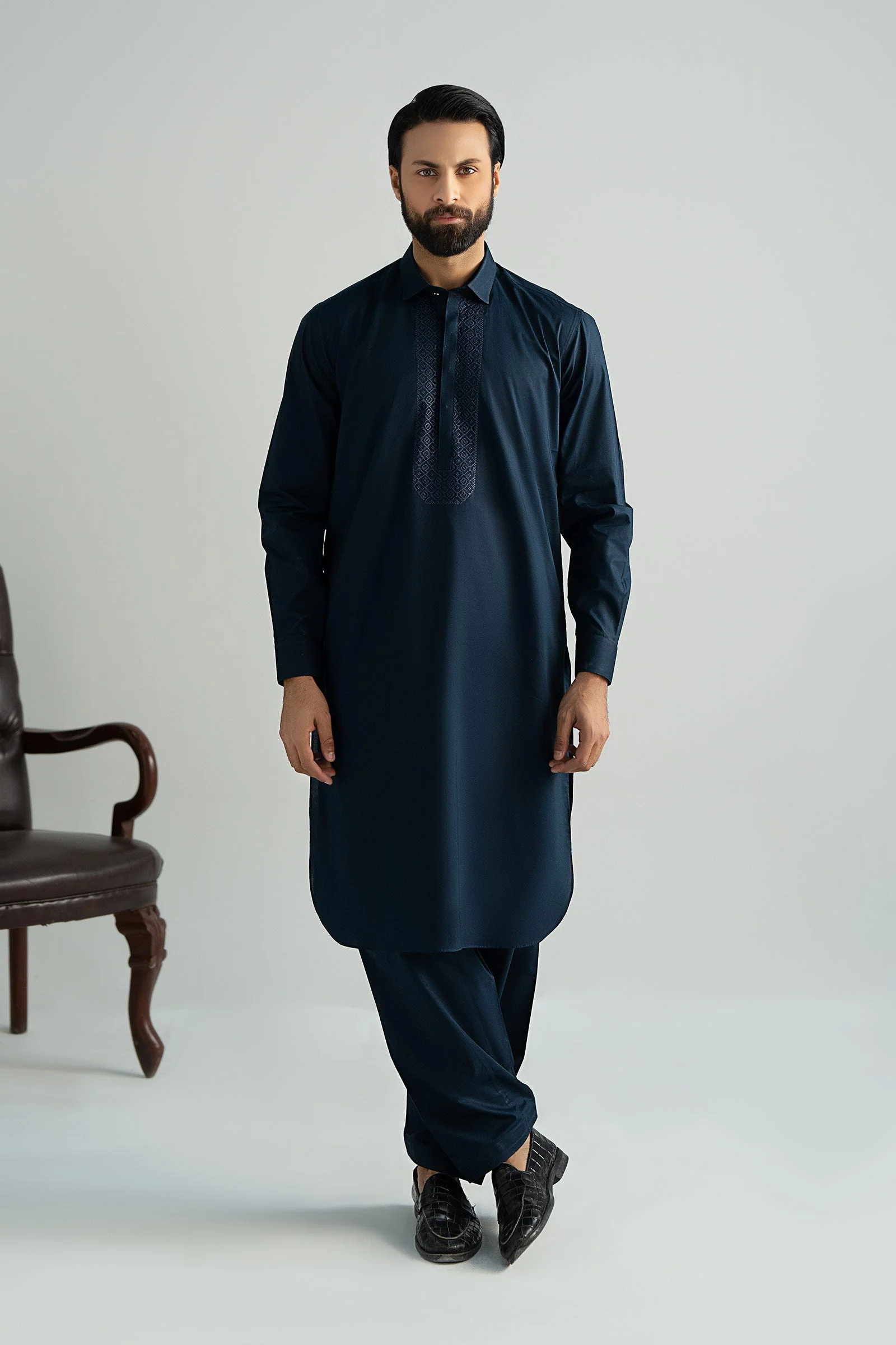 2 Piece Embroidered Cotton Suit