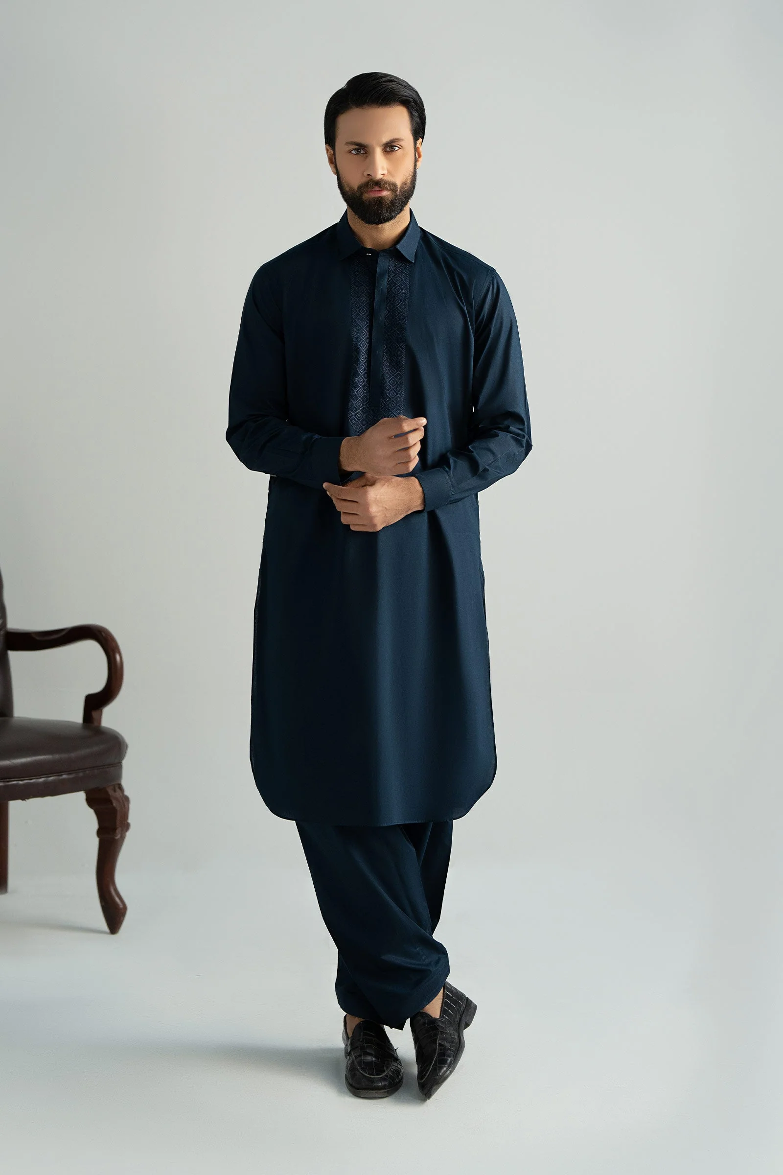 2 Piece Embroidered Cotton Suit - Image 7