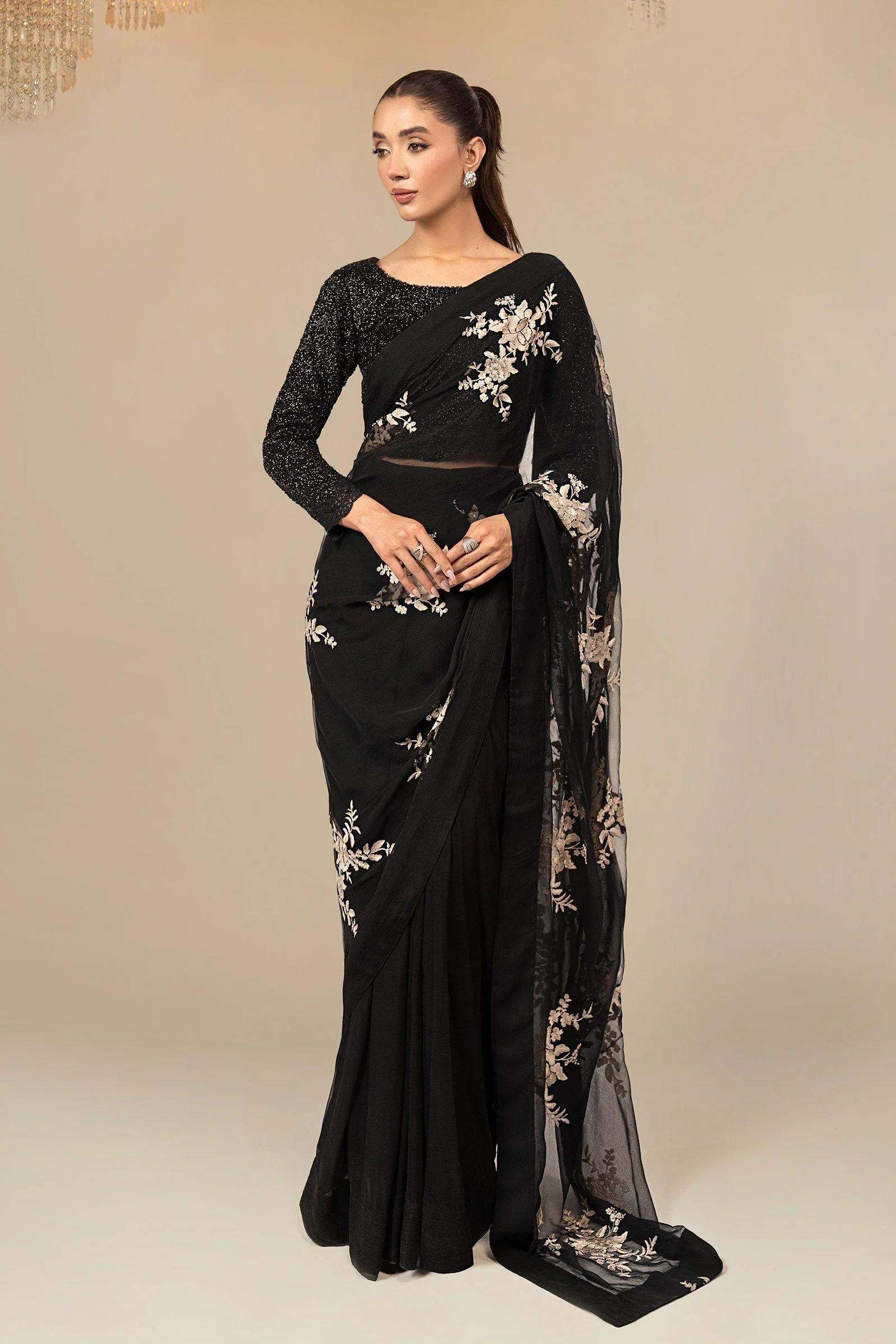 Embroidered Chiffon Saree