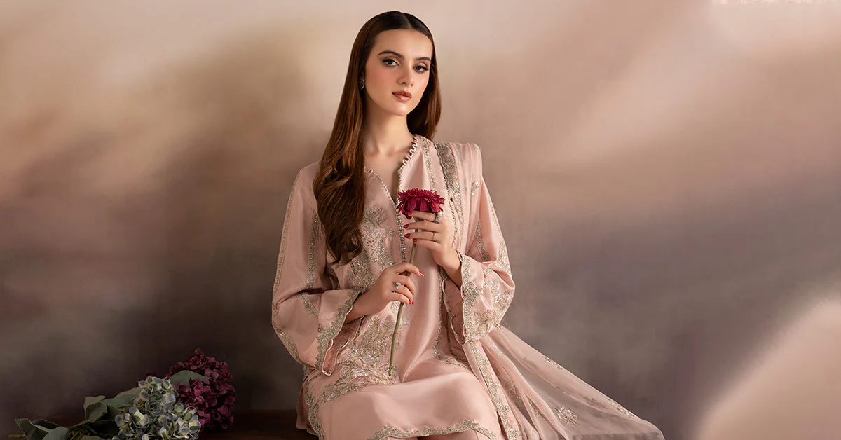 3 Piece Embroidered Raw Silk Suit - Image 10