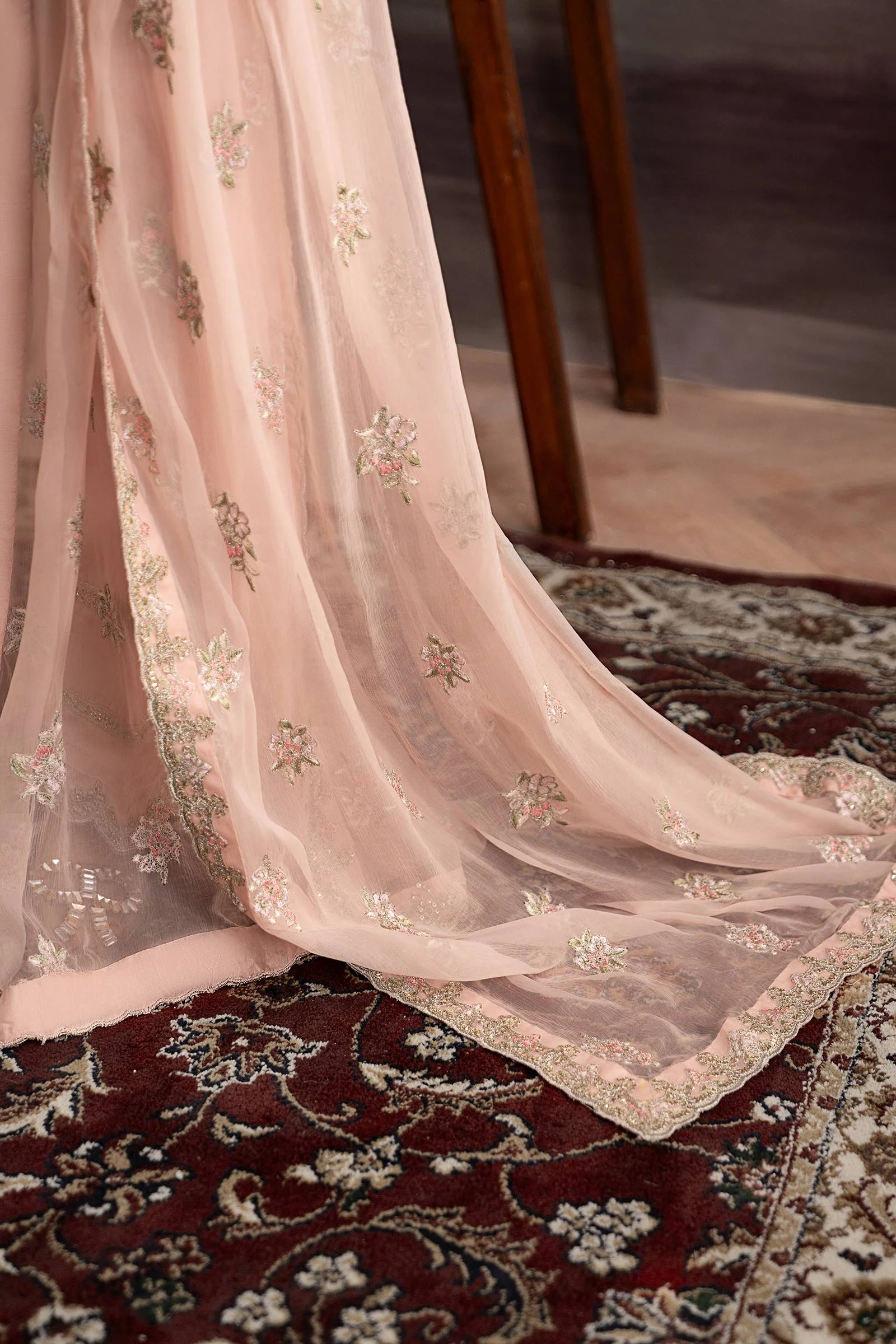 3 Piece Embroidered Raw Silk Suit - Image 7