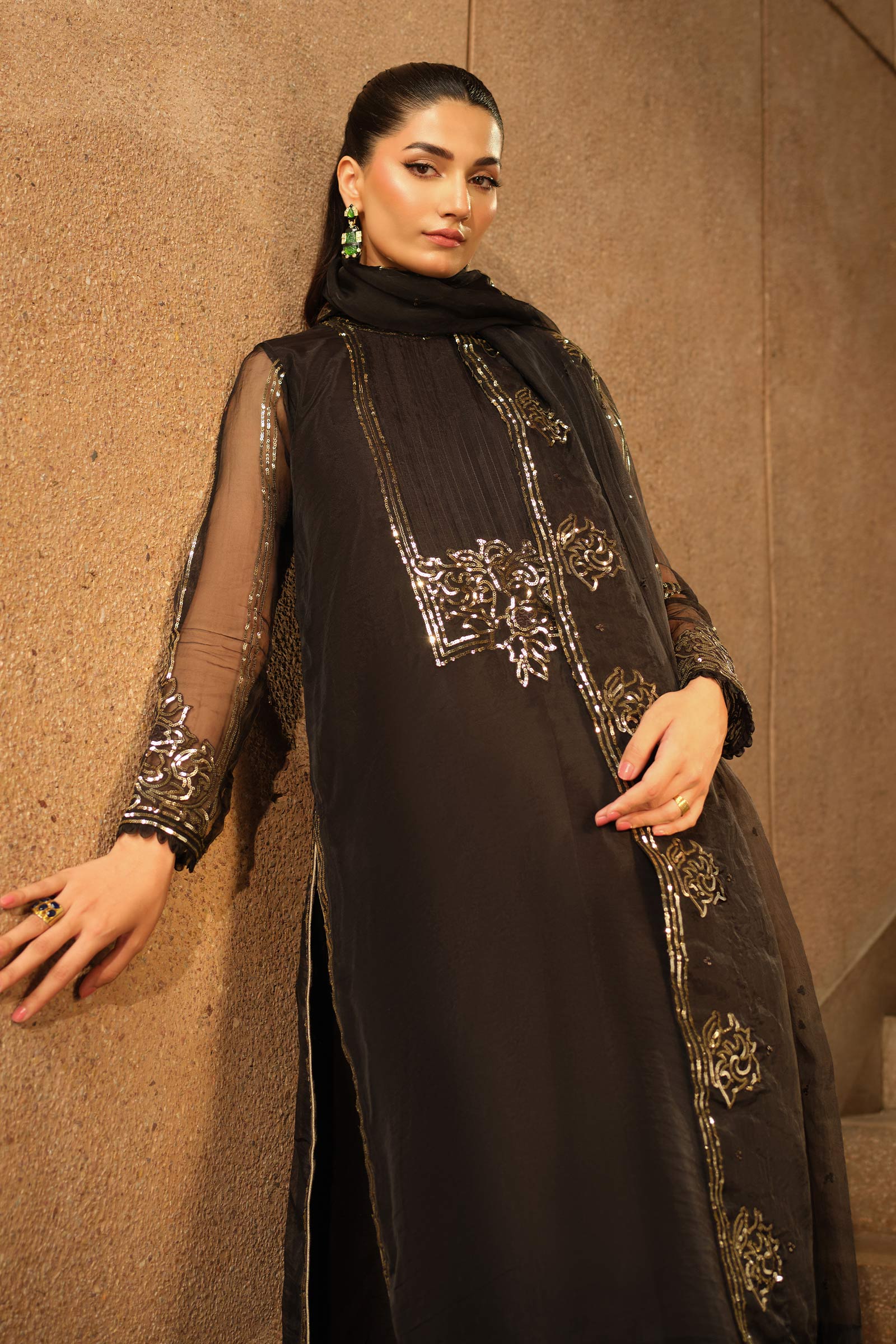 3 Piece Embroidered Organza Suit - Image 3