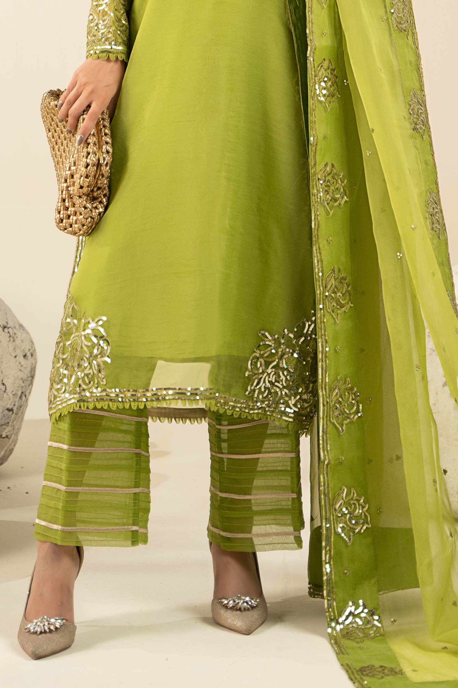3 Piece Embroidered Organza Suit - Image 3