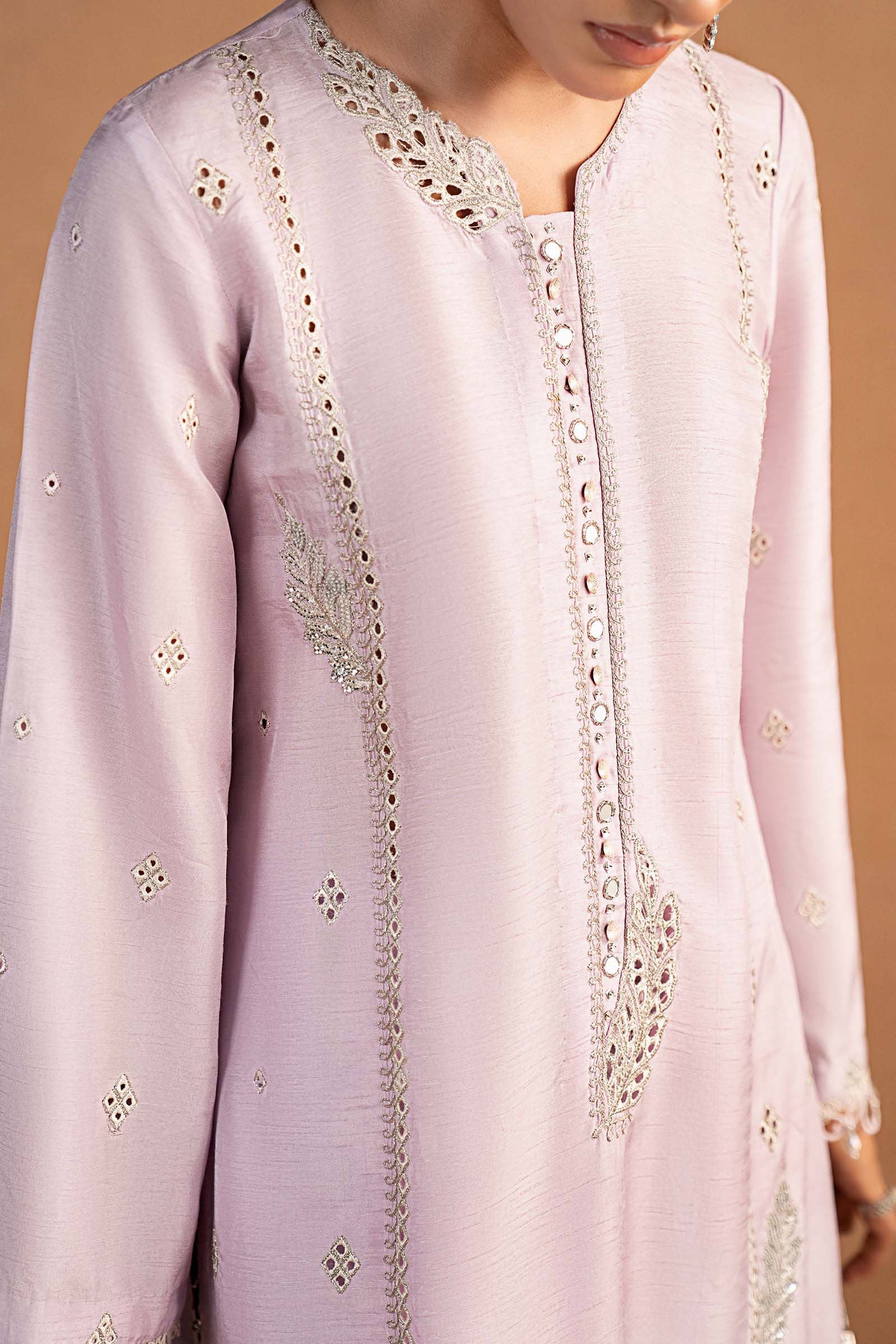 3 Piece Embroidered Raw Silk Suit - Image 3
