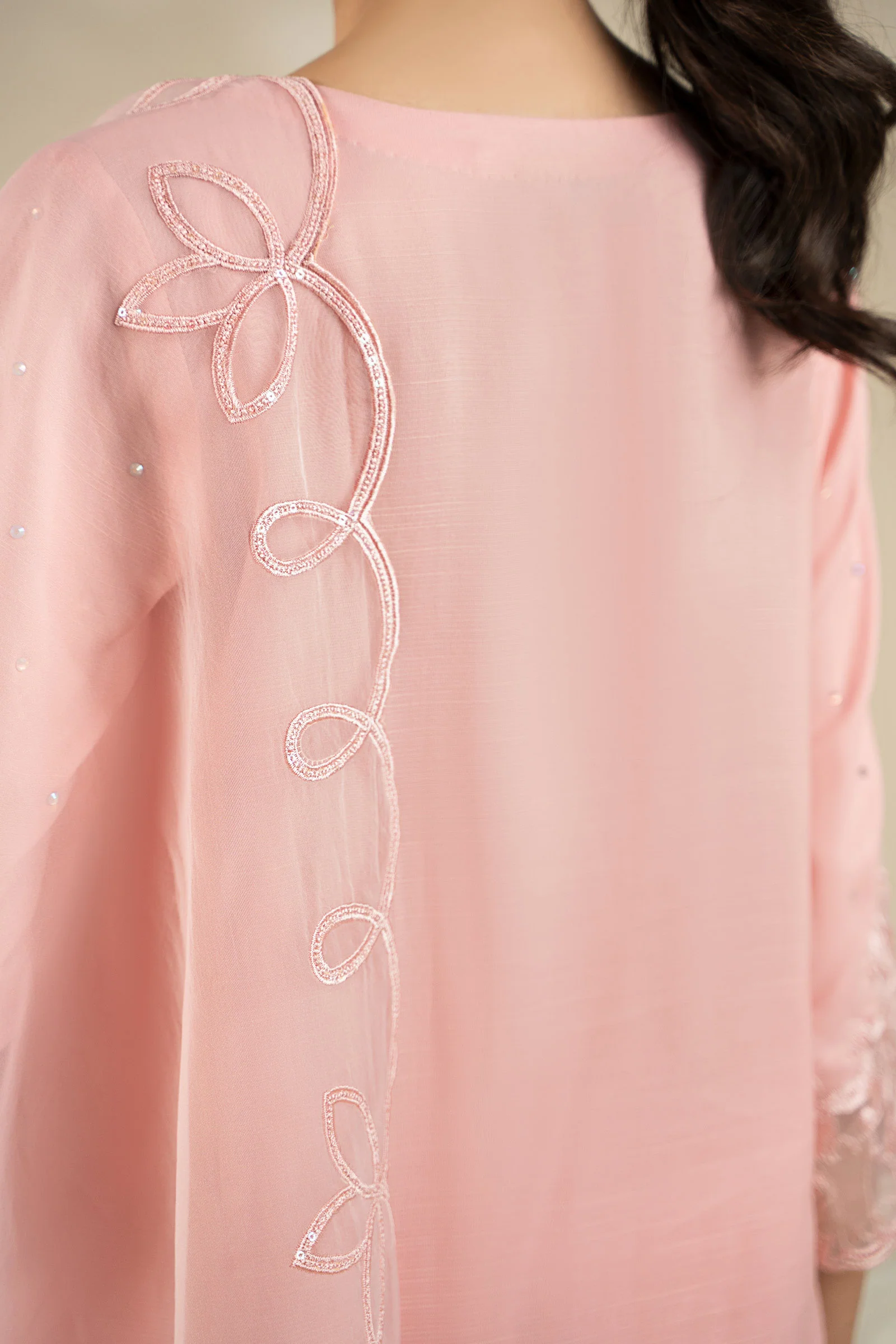 3 Piece Embroidered Raw Silk Suit - Image 4