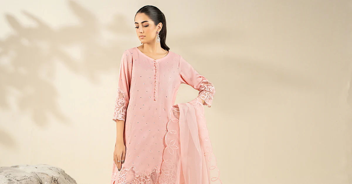 3 Piece Embroidered Raw Silk Suit - Image 7