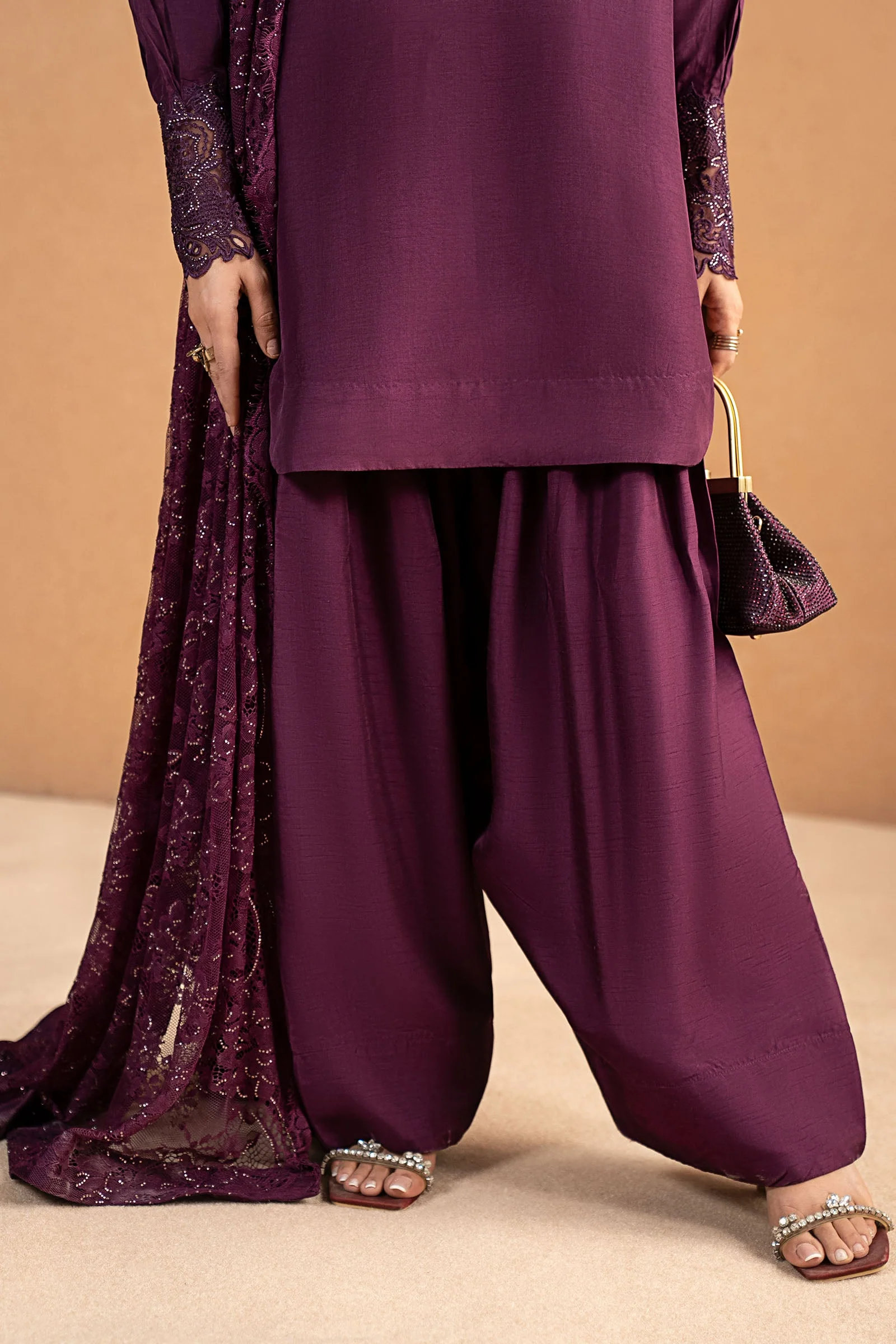 3 Piece Embroidered Tissue Silk Suit - Image 6